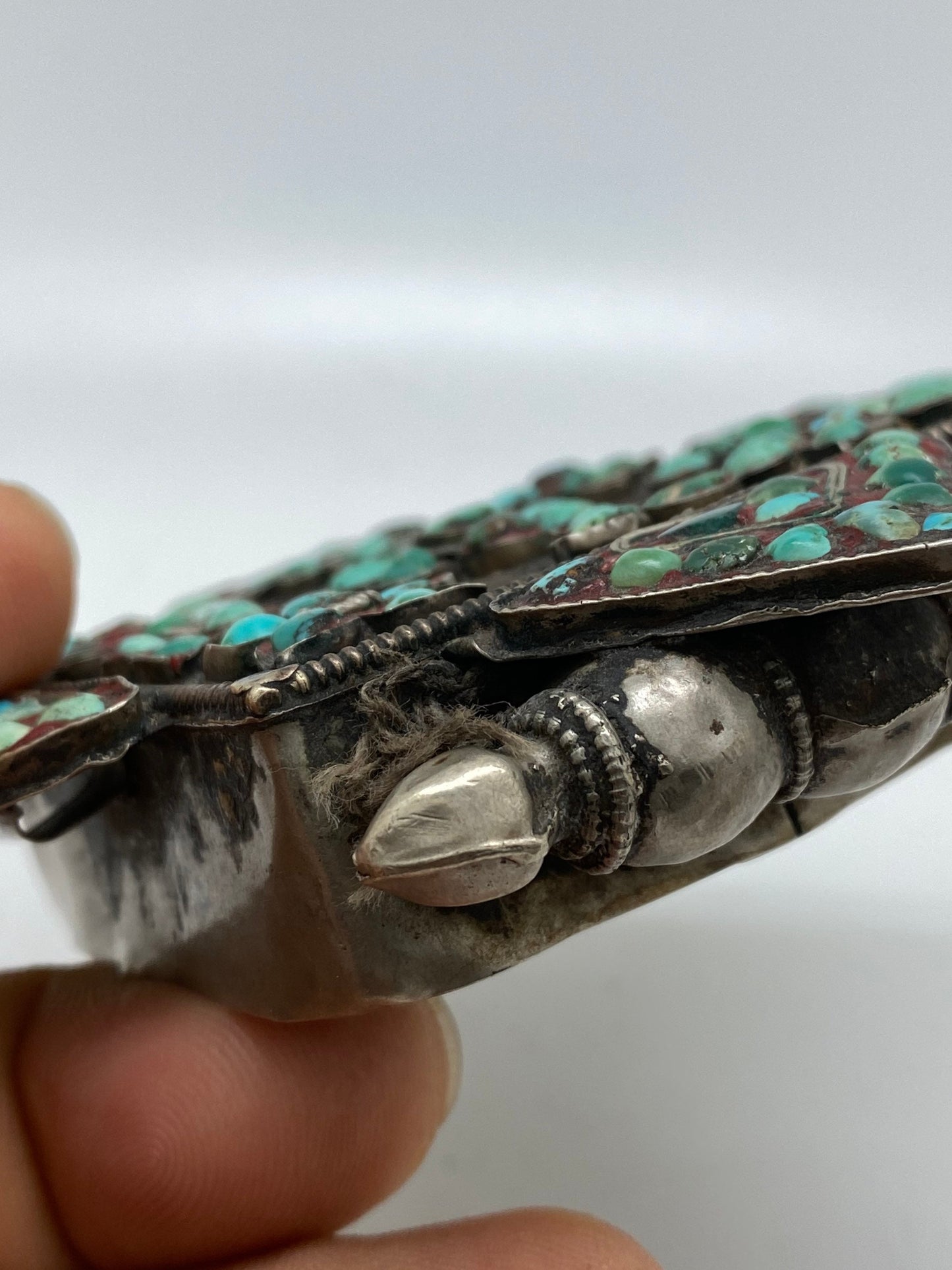 Tibetan turquoise, gau box , 19th century Tibetan amulet,