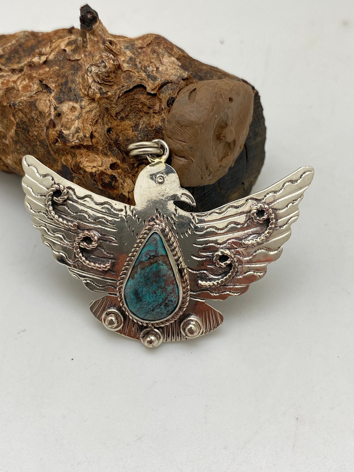 bird pendant,turquoise pendant,tibetan silver, handcrafted,himalayan,Nepalese,