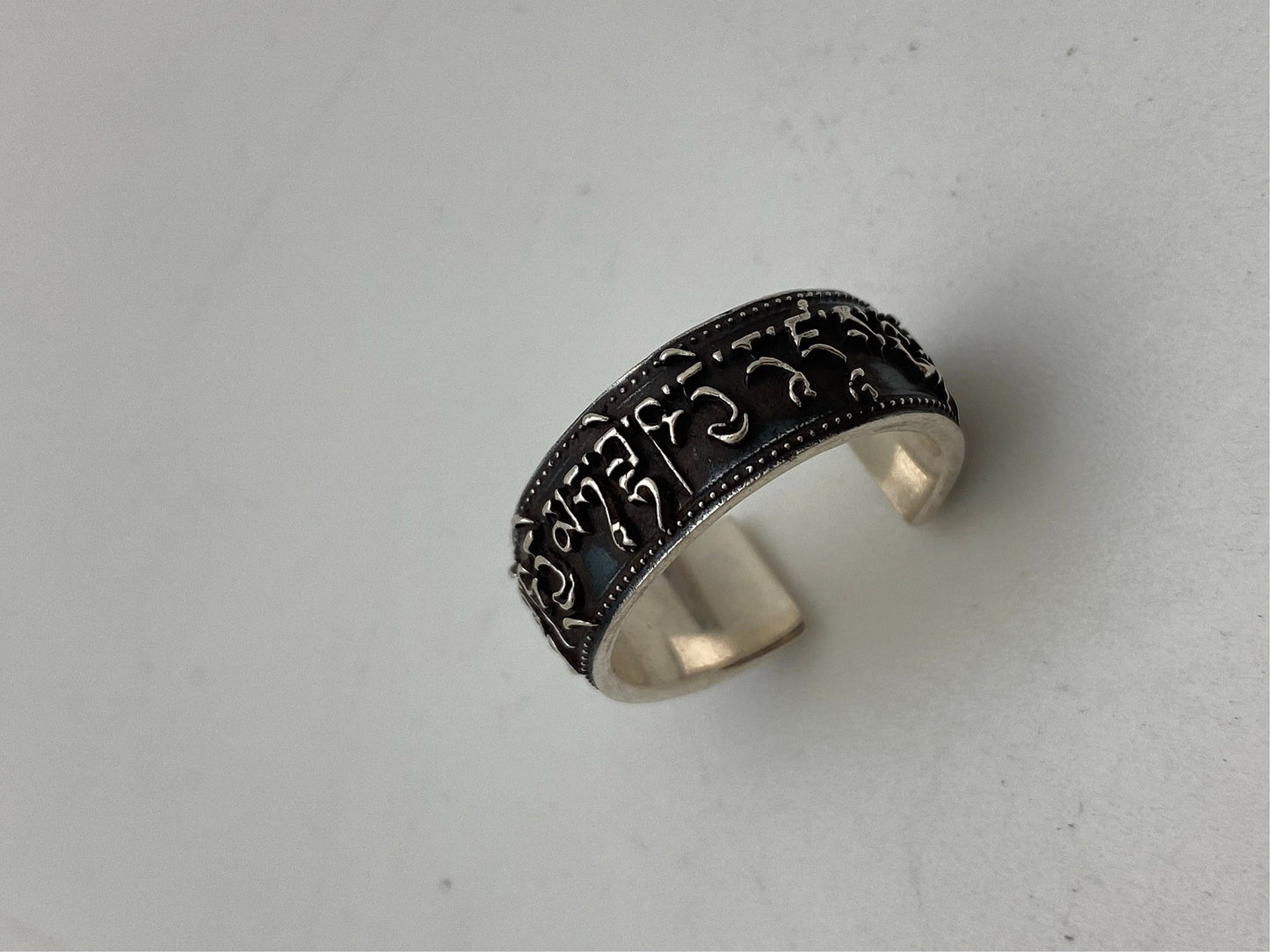Tara mantra ring , sterling silver, free size, adjustable