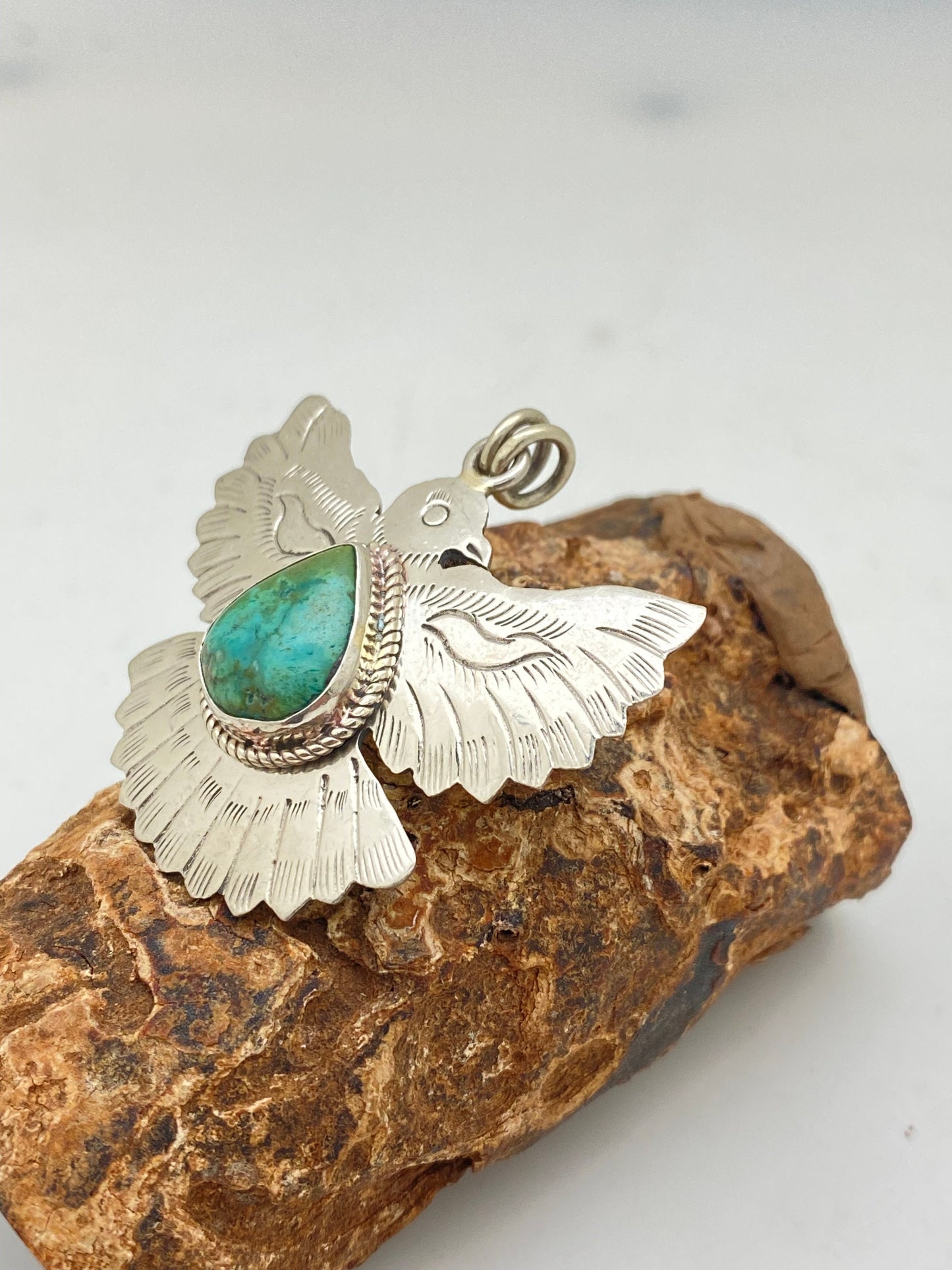 Eagle pendant, turquoise,handcrafted,tibetan silver, ethnic,tibetan design,Himalayan,Nepalese