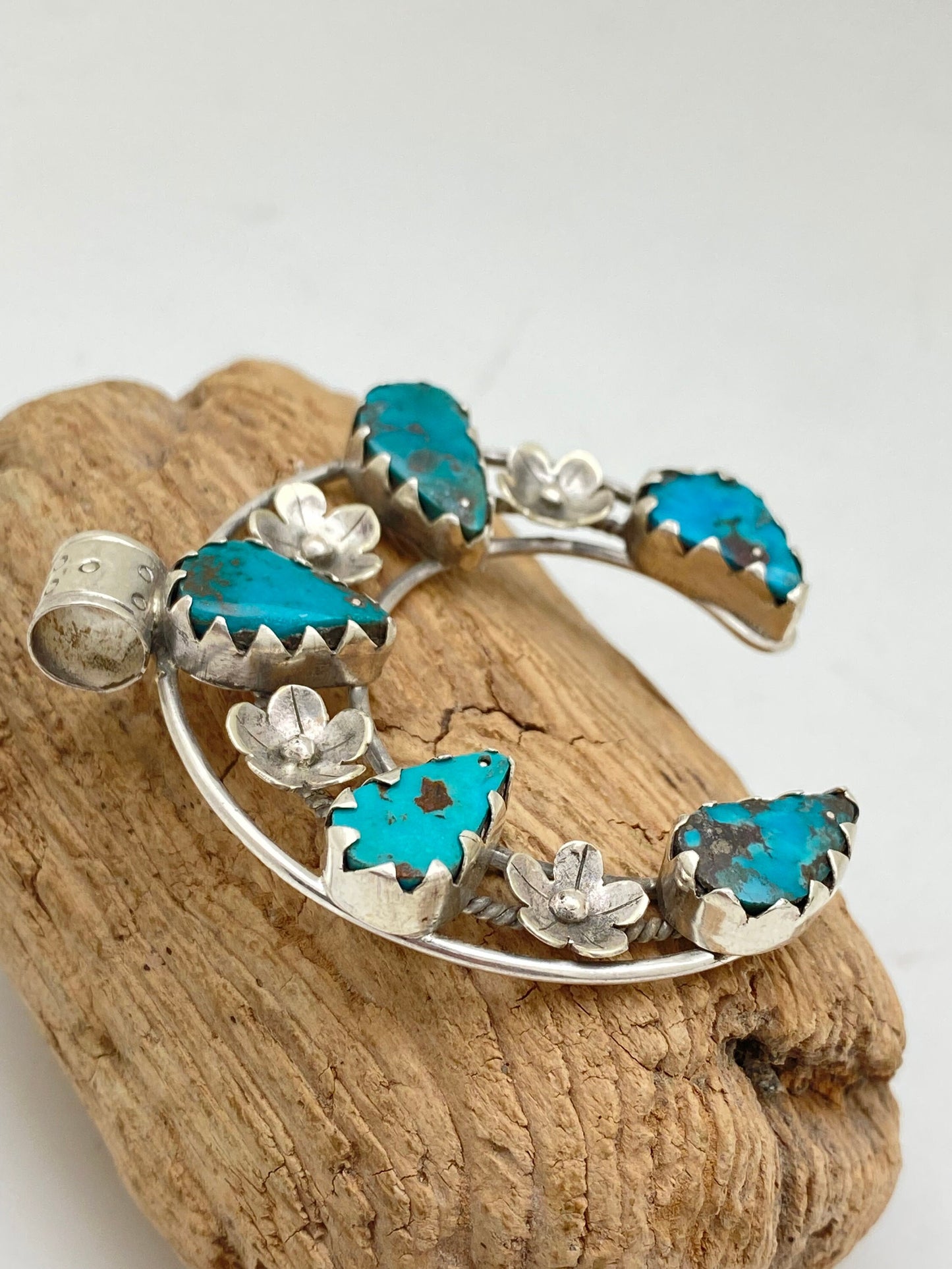 Turquoise Squash blossom, sterling silver, master hand made, natural Turquoise
