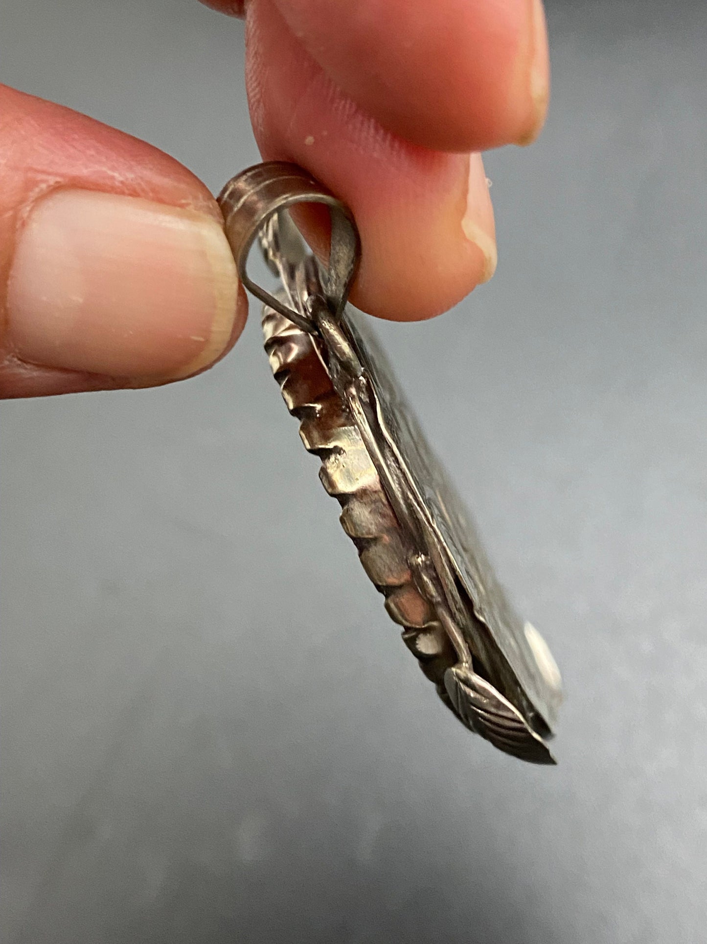 Ammonite fossil pendant, handcrafted,Tibetan silver, ethnic design,Nepalese
