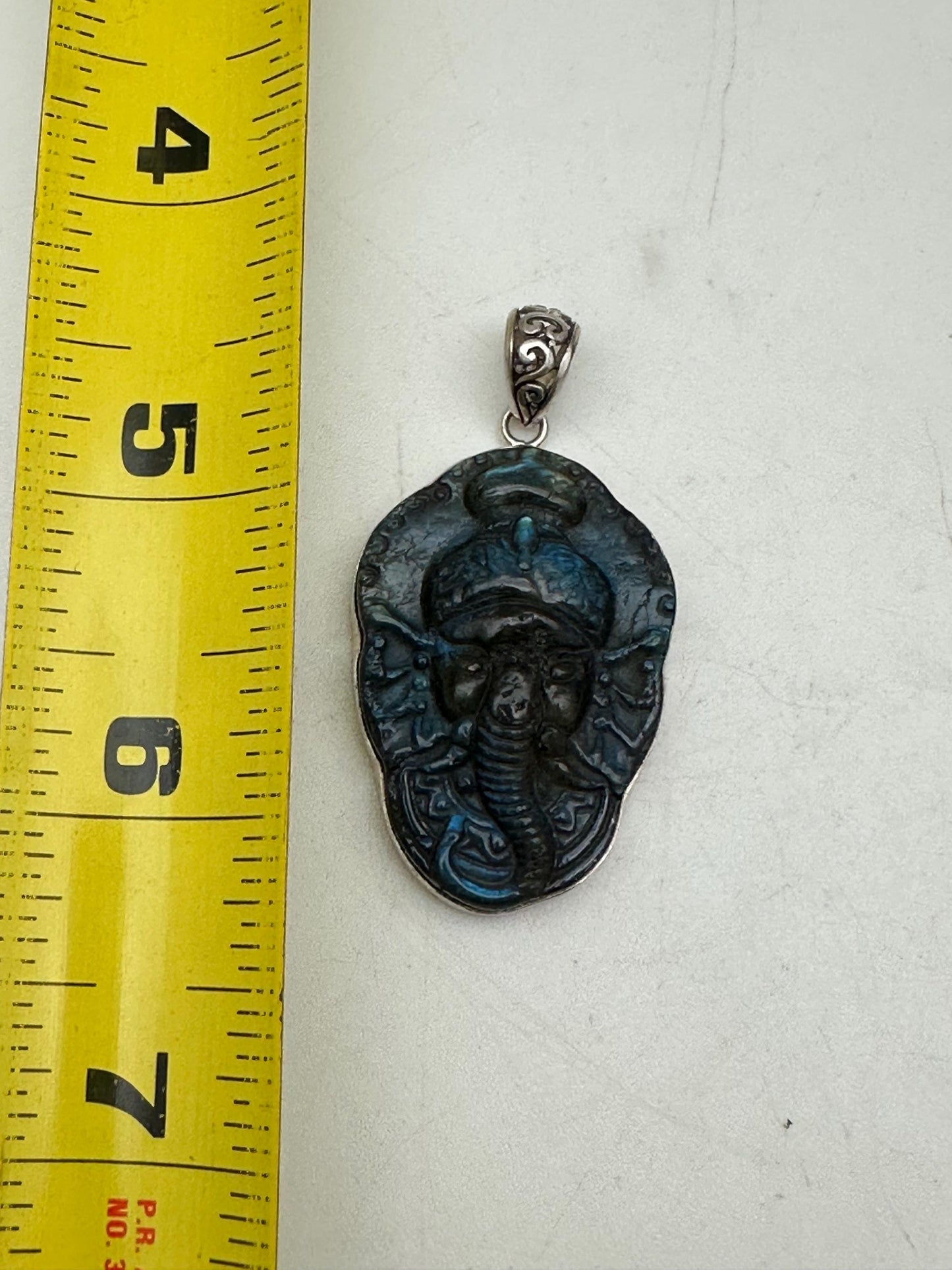 Ganesh pendant, aaa quality labradorite, sterling silver,