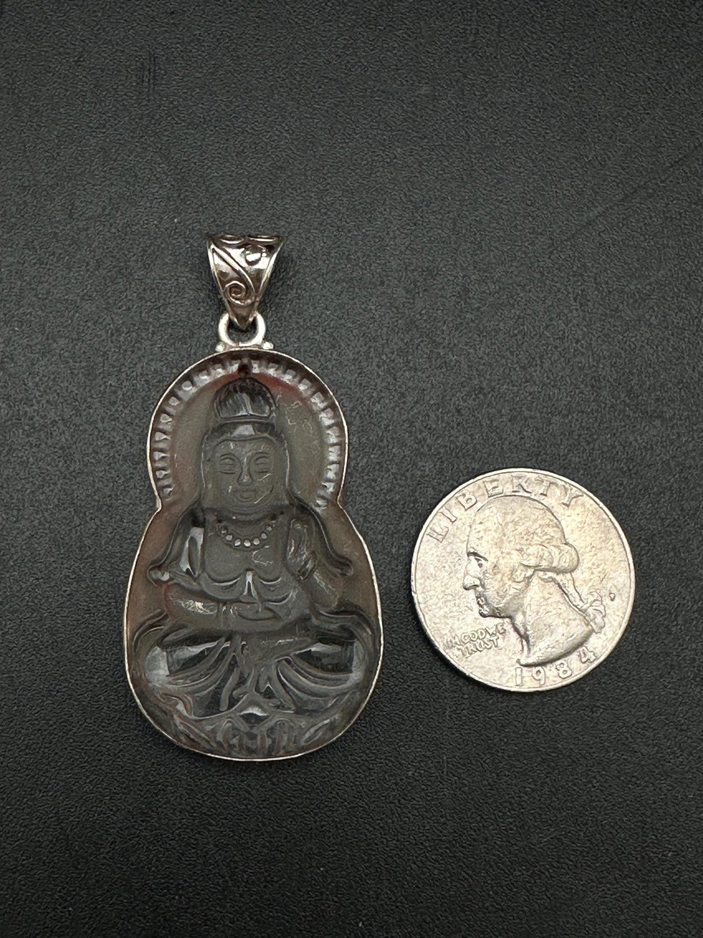 kwanyin,Quanyin, hand crafted, quartz crystal,sterling silver,Gwanyin Boddhisatva,god of compassion,Devine famine power,Himalayan,Nepalese