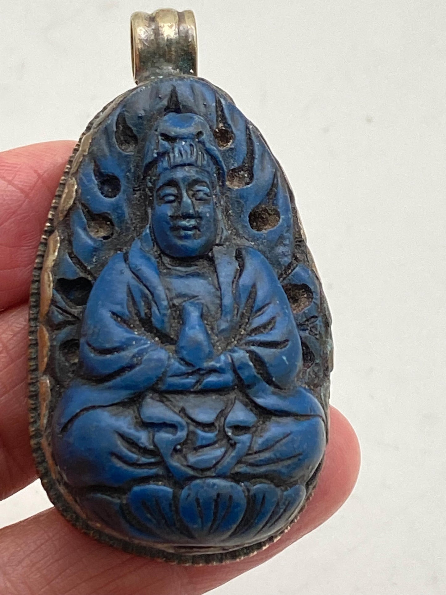 Buddha pendant, bone carved Buddha, handcrafted, Tibetan silver, Spiritual ,amulet ,Himalayan ,Nepalese