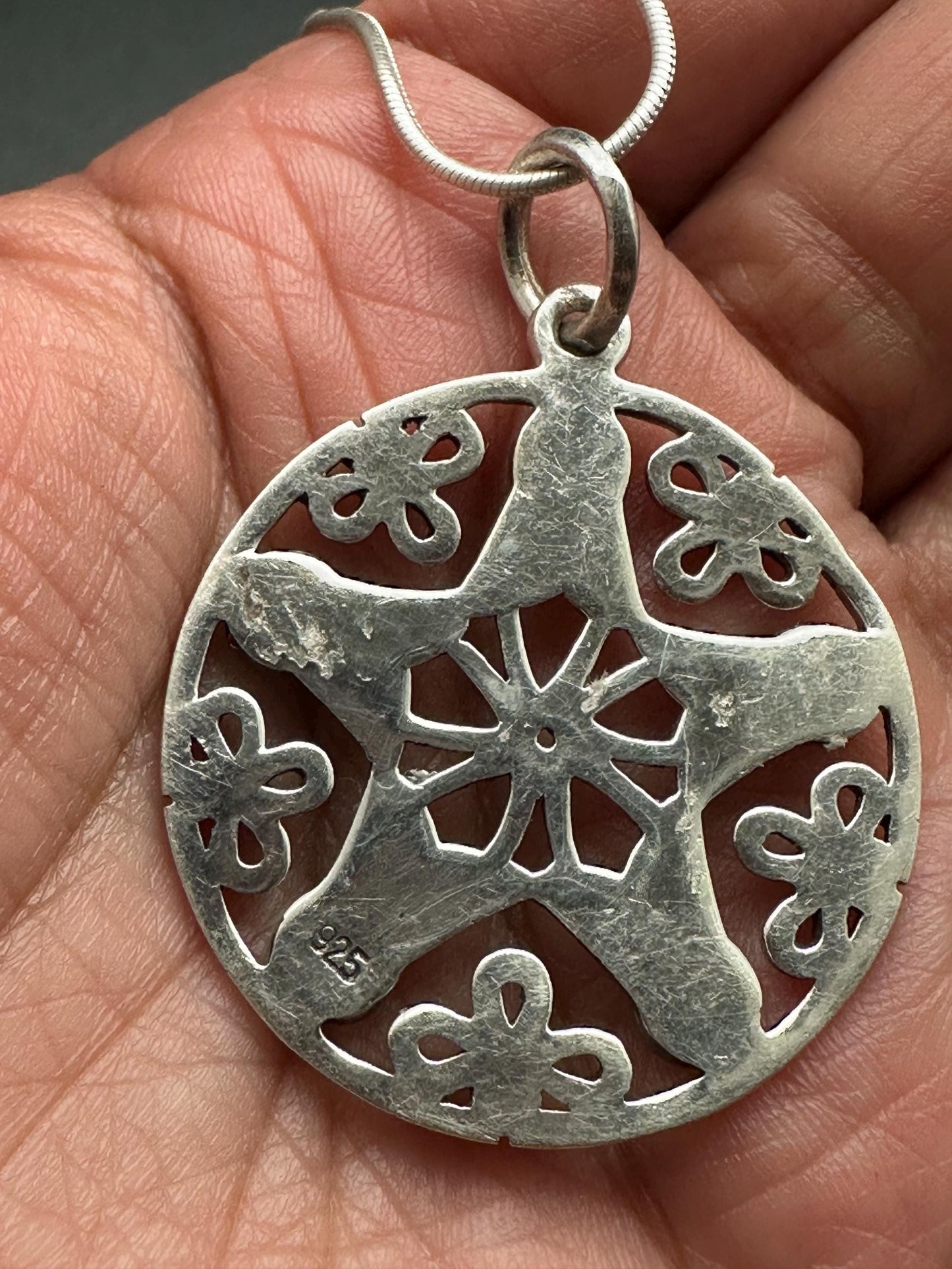 multiple stone pendant,sterling silver,star pendant,handcrafted,five chakra,cabochone,healing, yoga, spiritual