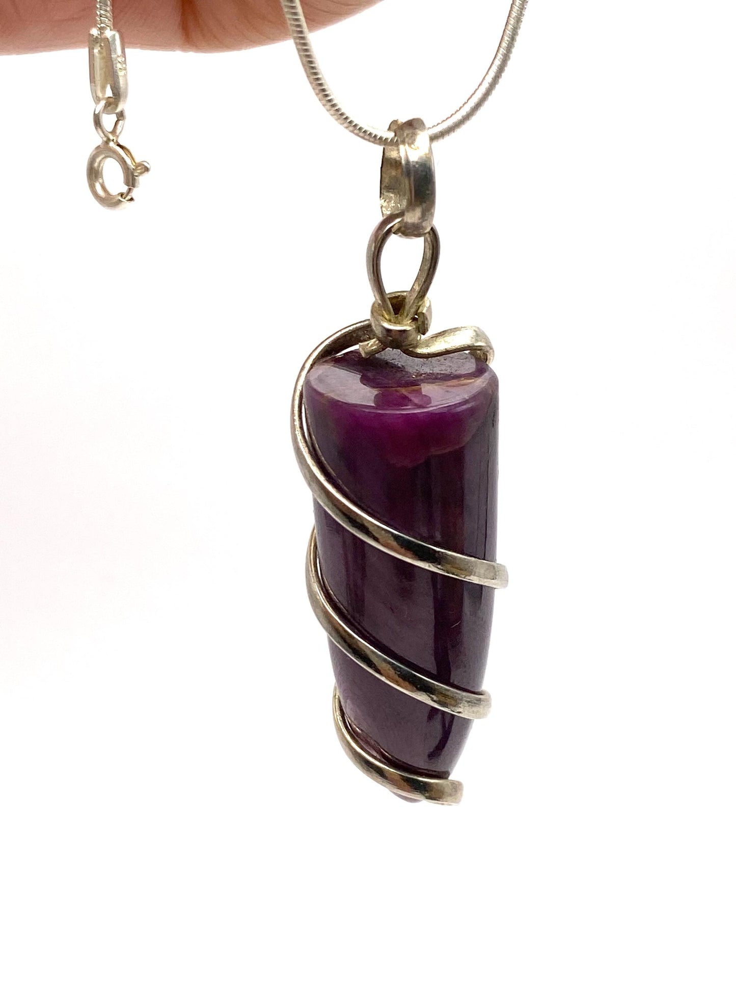 Ruby zoisite pendant, handcrafted, sterling silver, pointed pendant,Nepalese
