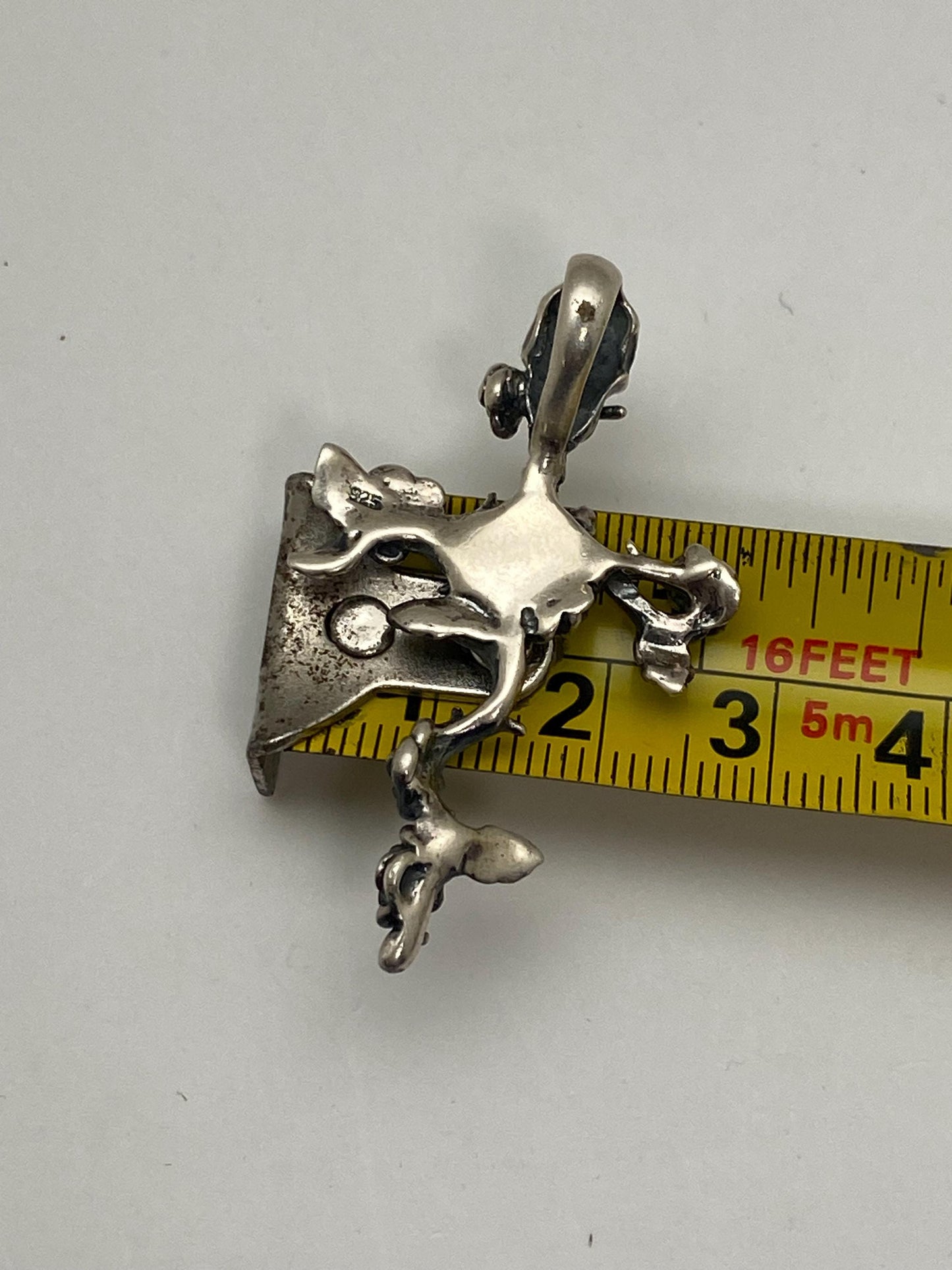 skeleton and rose pendant, sterling silver, skull, rainbow moonstone,flower pendant,floral design.