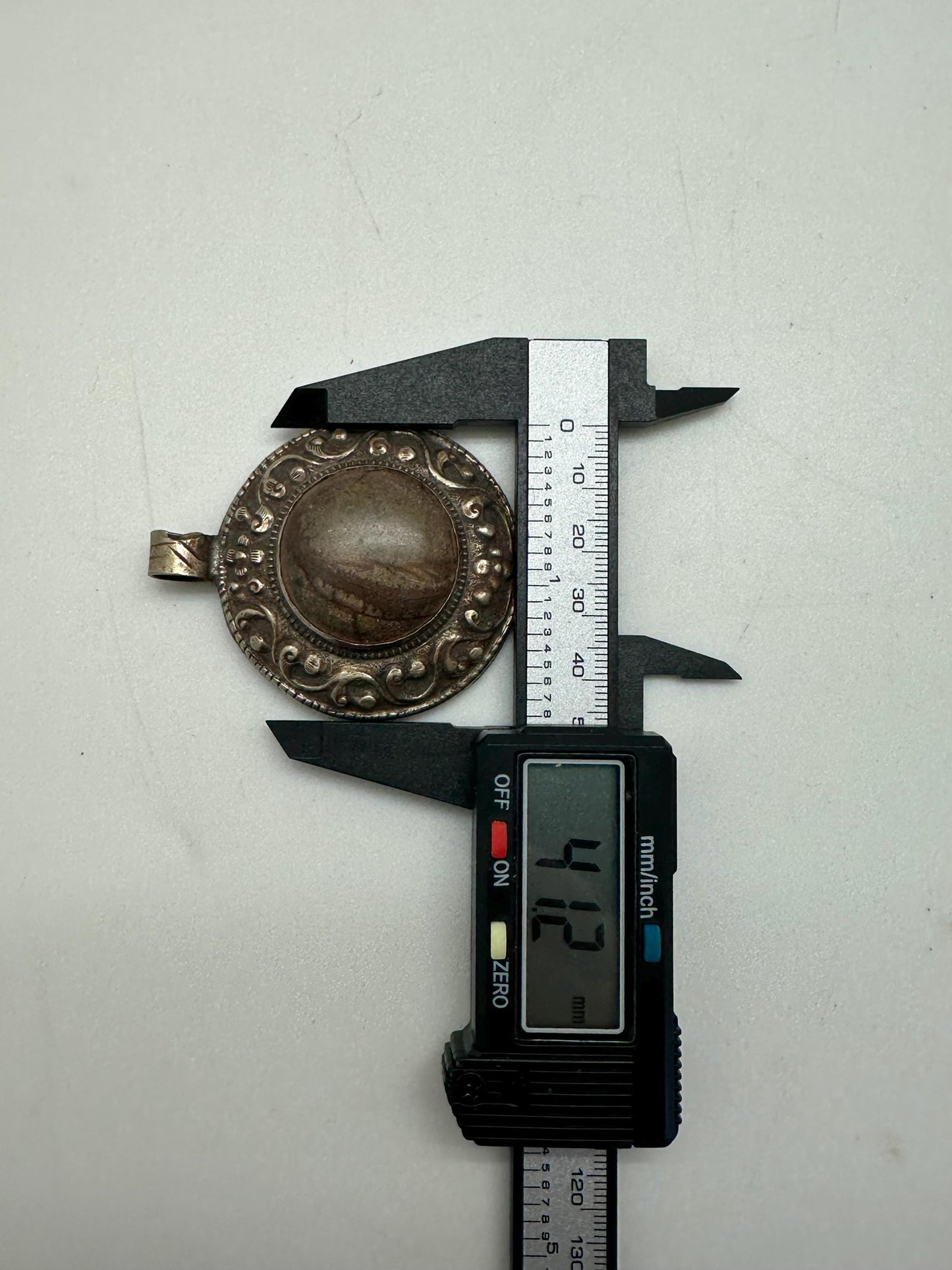 Agate pendant, handcrafted,tibetan repousse silver,Nepalese 54X41mm