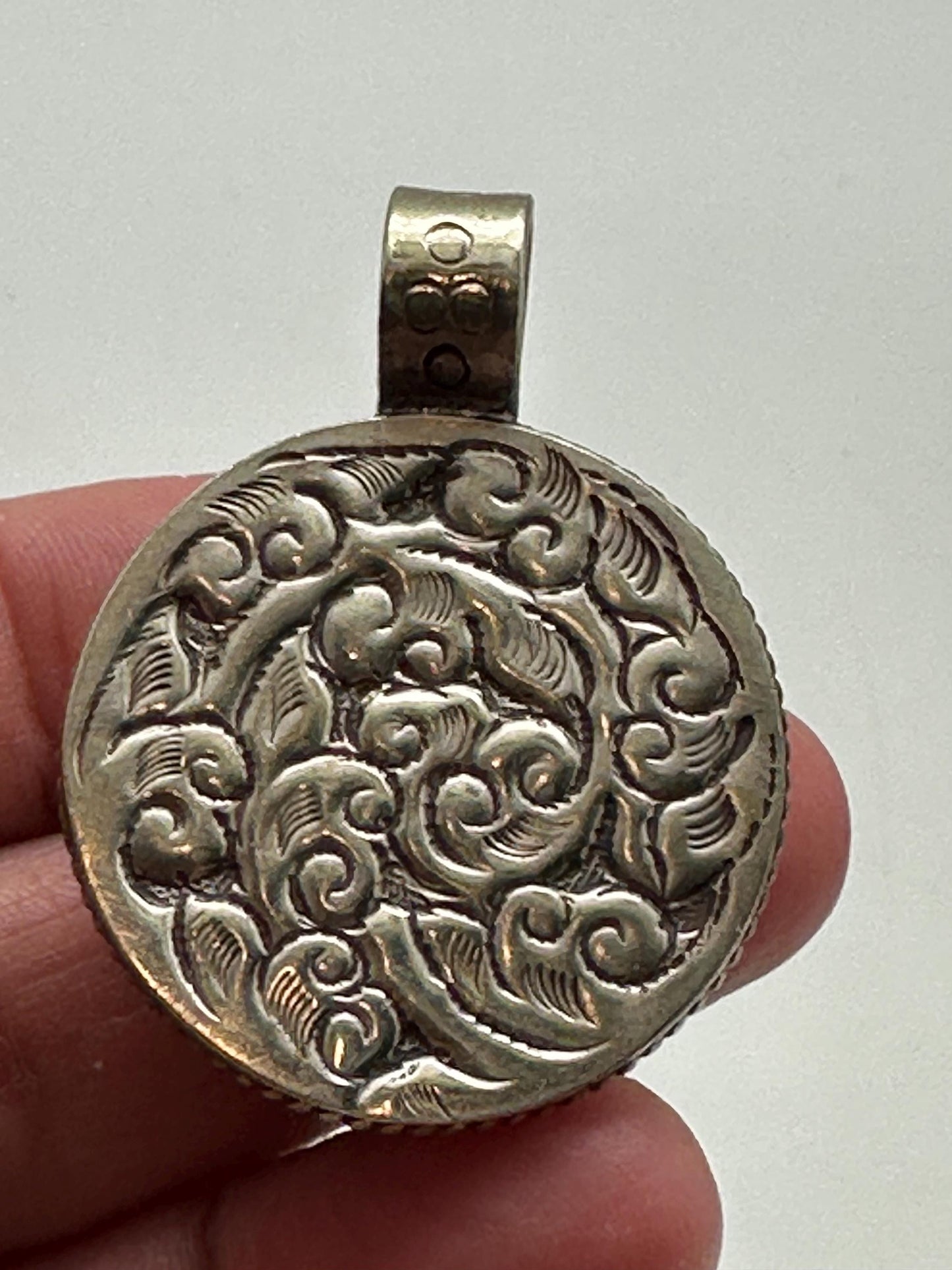 Rose pendant,Bamboo coral flower pendant, handcrafted,Tibetan silver ,ethnic style,Nepalese