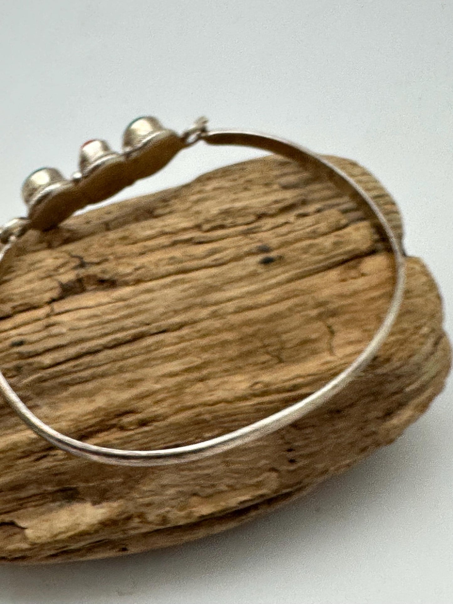 Tibetan designs sterling silver bangle, untreated coral and turquoise, handcrafted from nepal
