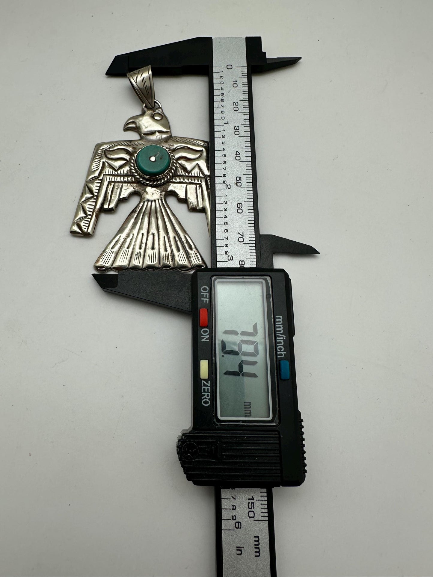 Thunder bird pendant, handcrafted, turquoise, Tibetan silver,79mmX55mm