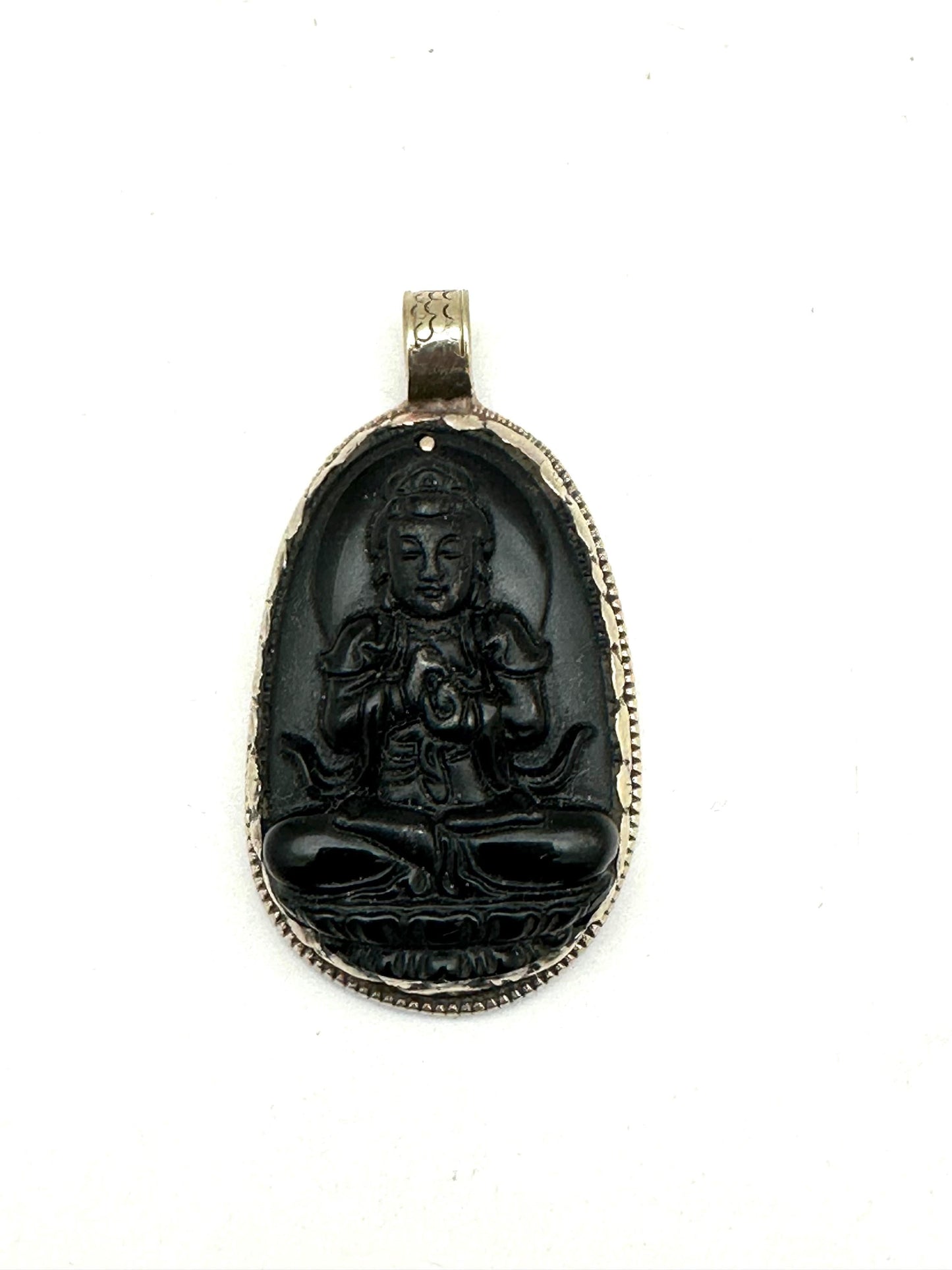 Quan yin, Guan yin,Handcrafted,Tibetan silver, Amulet, Boddhisattva,Feminine Buddha,64.7mmX35.6mm