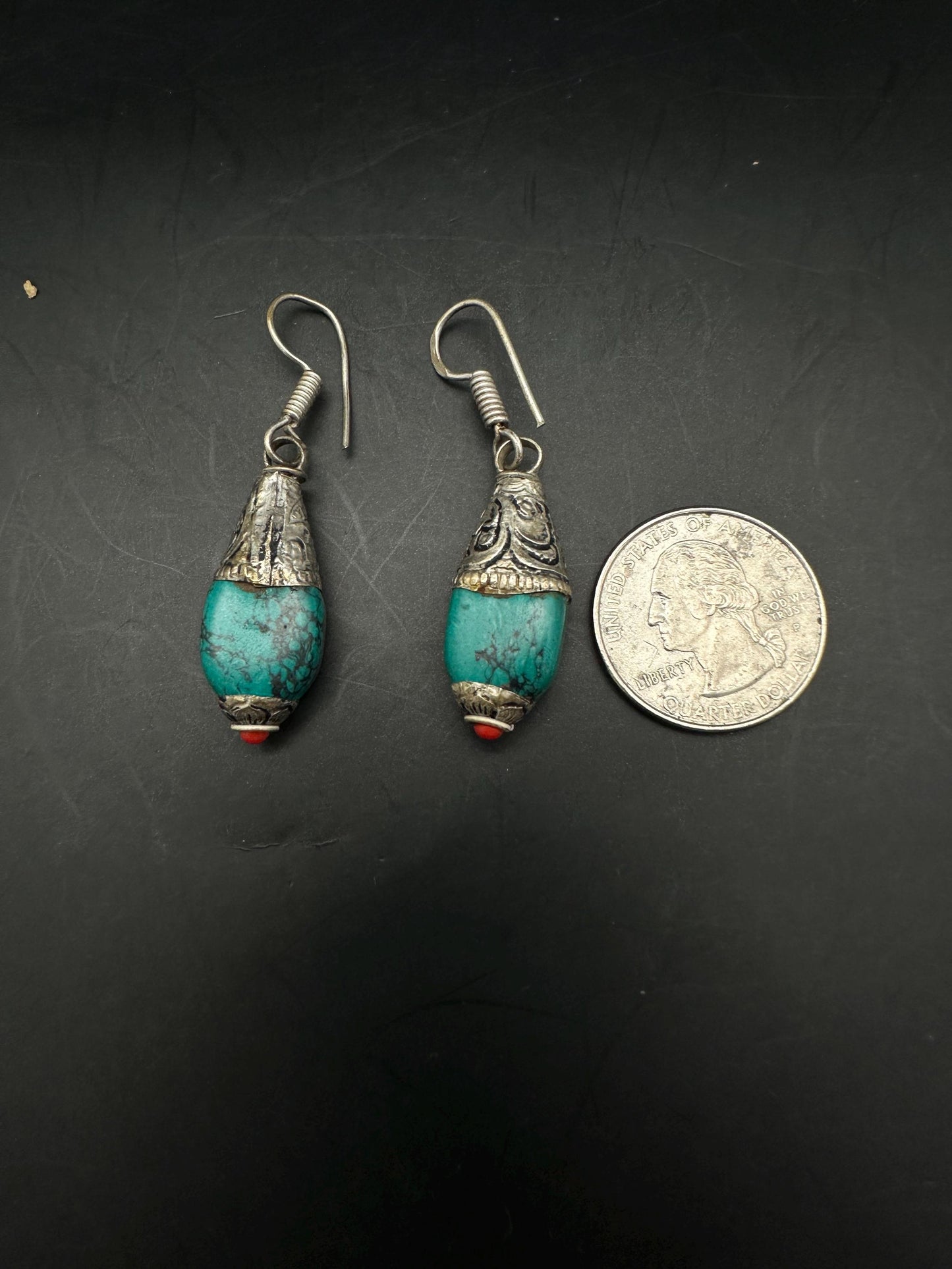 Tibetan Turquoise Earrings,raditional Ethnic Jewelry
