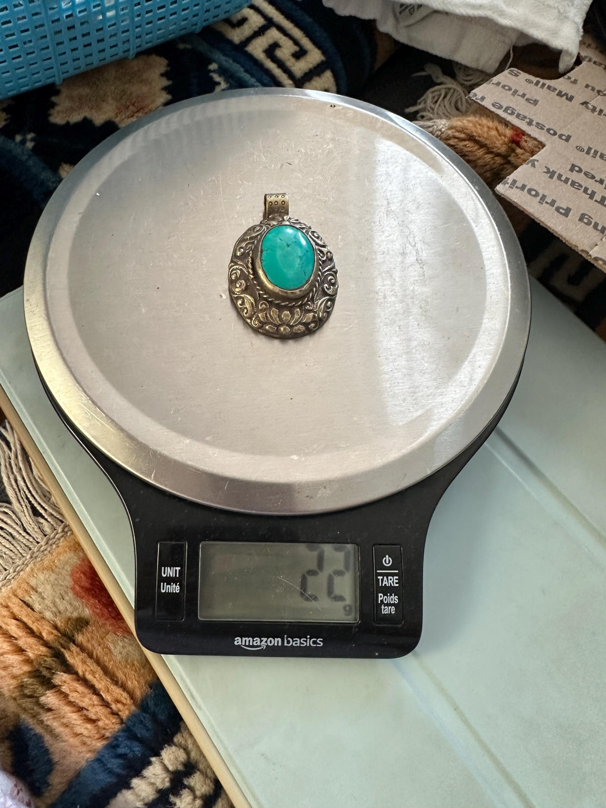 Turquoise pendant, How lite, Tibetan silver, handcrafted,ethnic style,53.8mmX36.3mm