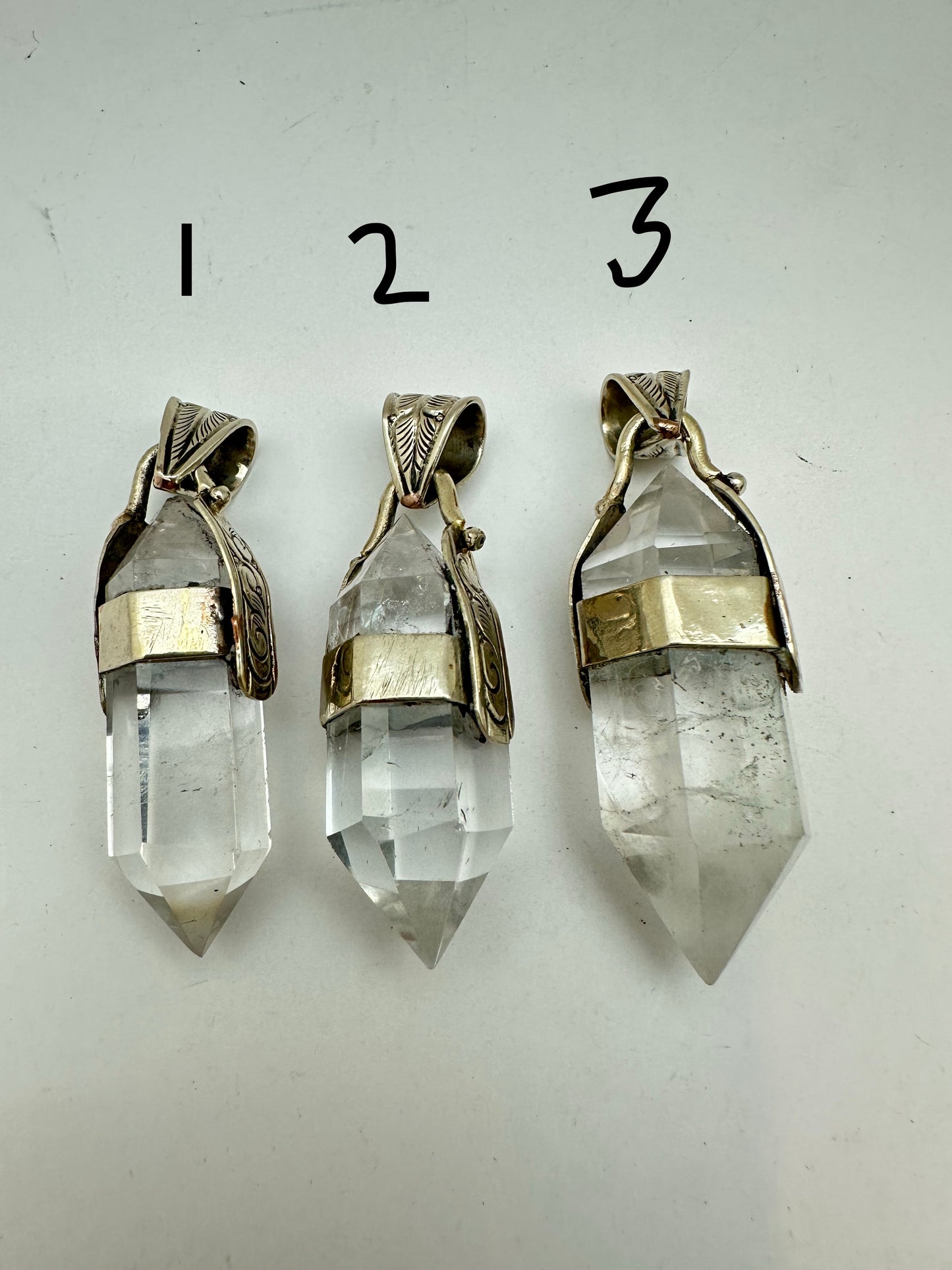 quartz crystal point pendant, handcrafted,Tibetan silver,ethnic style