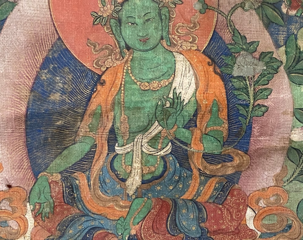 18th century green Tara Thangka