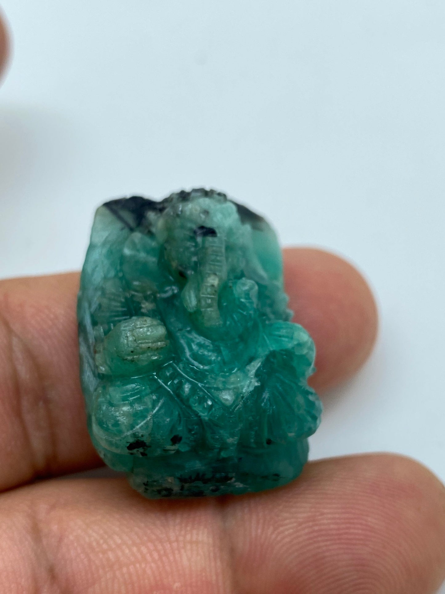 Emerald Ganesh, contemporary master handcrafted, natural emerald