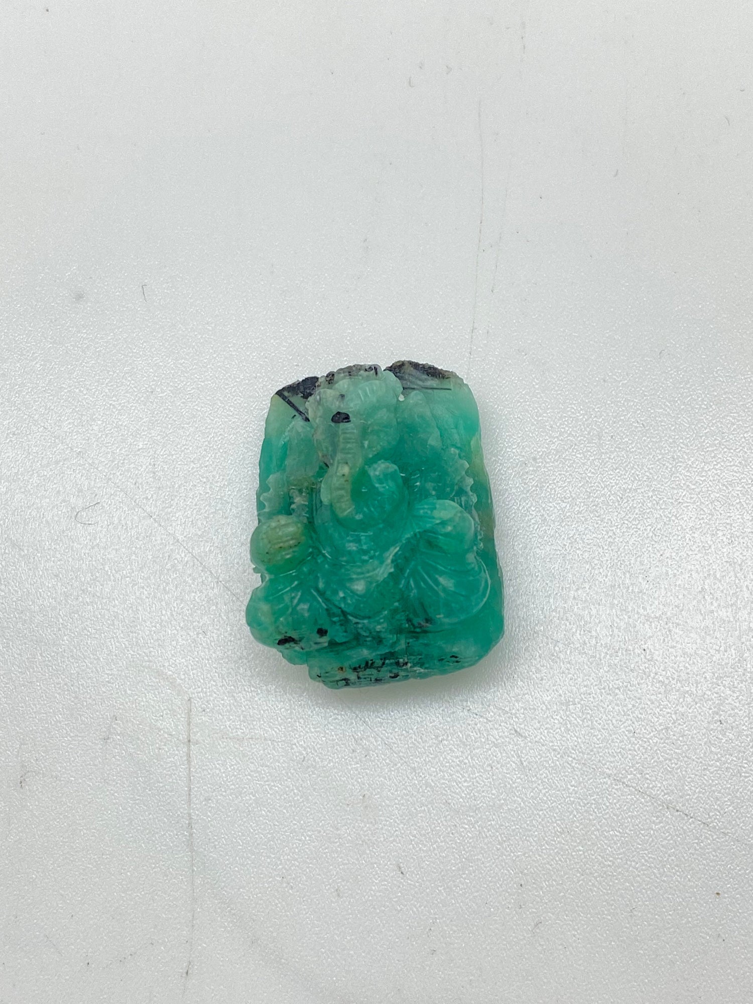Emerald Ganesh, contemporary master handcrafted, natural emerald