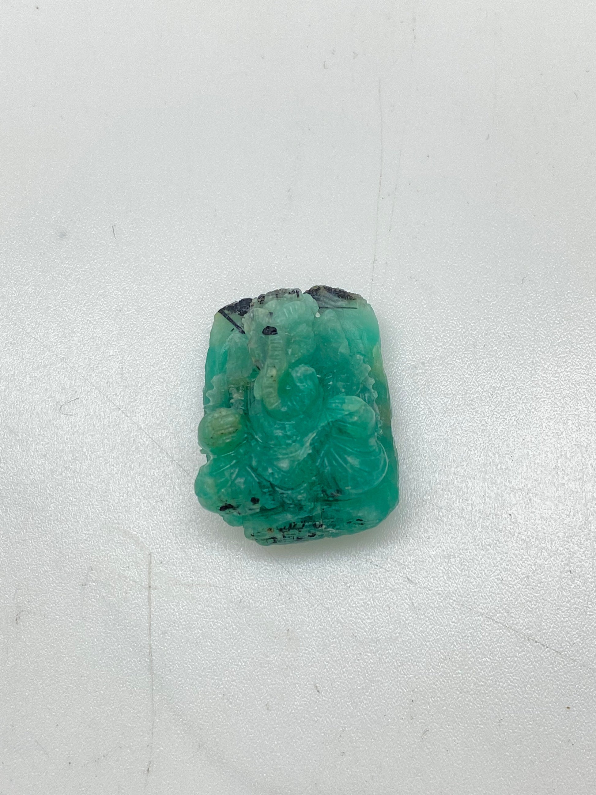 Emerald Ganesh, contemporary master handcrafted, natural emerald