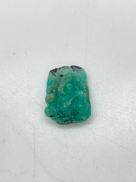Emerald Ganesh, contemporary master handcrafted, natural emerald