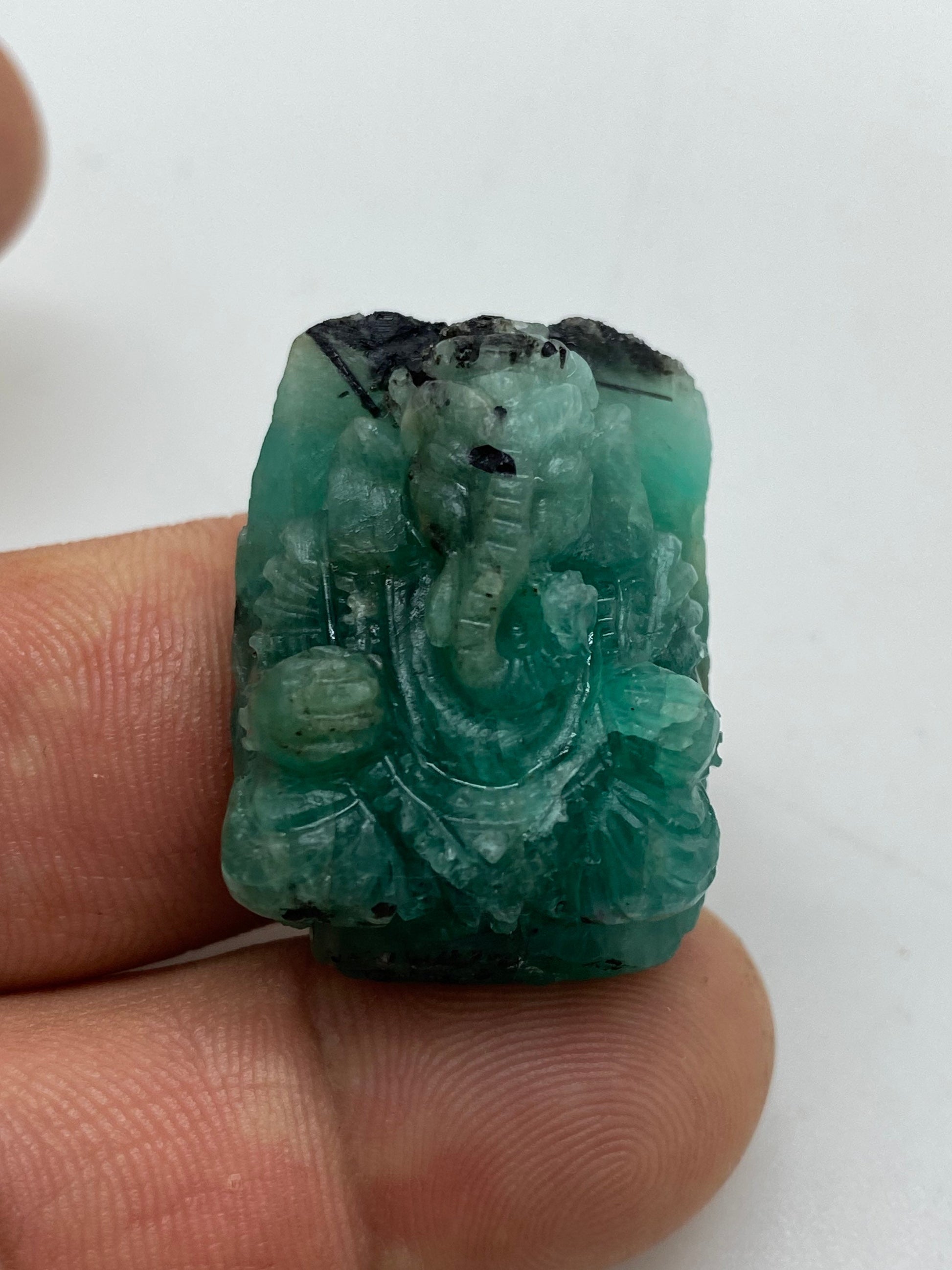 Emerald Ganesh, contemporary master handcrafted, natural emerald