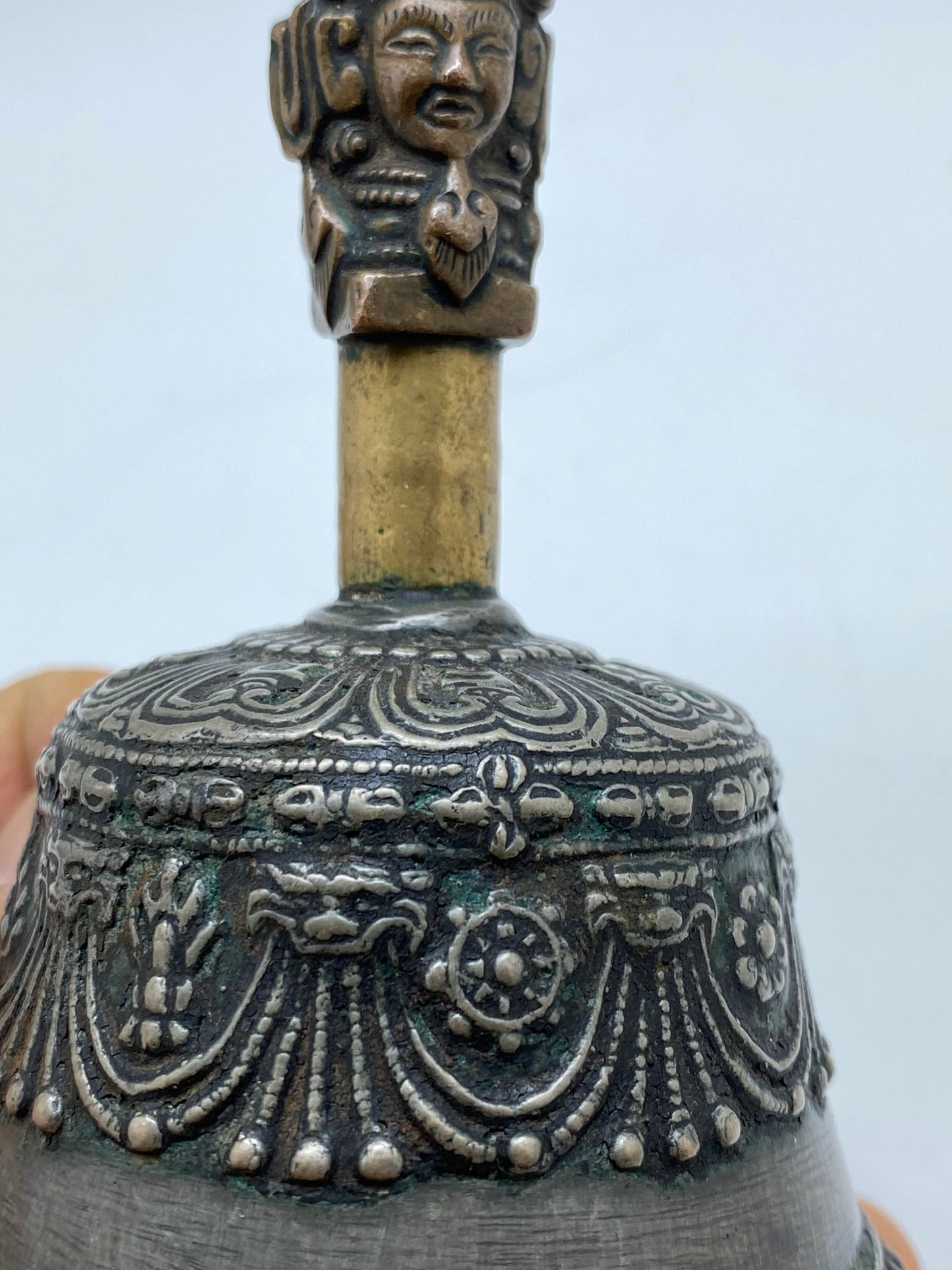 17th century Tibetan antique bell, Buddhist ritual object, Tibetan (Drlbu )