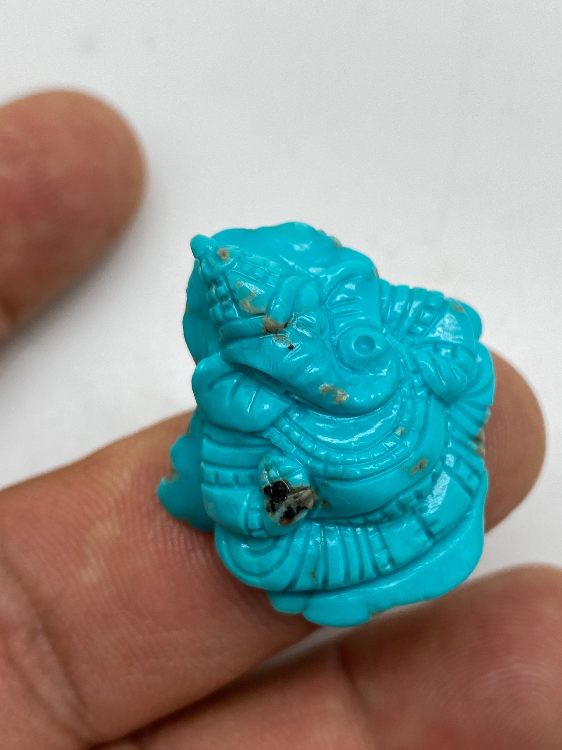 Turquoise Ganesh, master handcrafted, natural stone