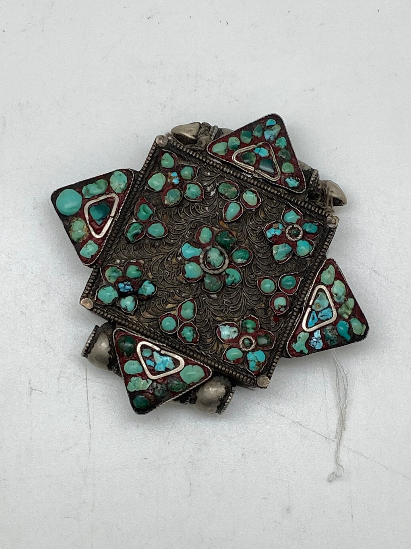 Tibetan turquoise, gau box , 19th century Tibetan amulet,