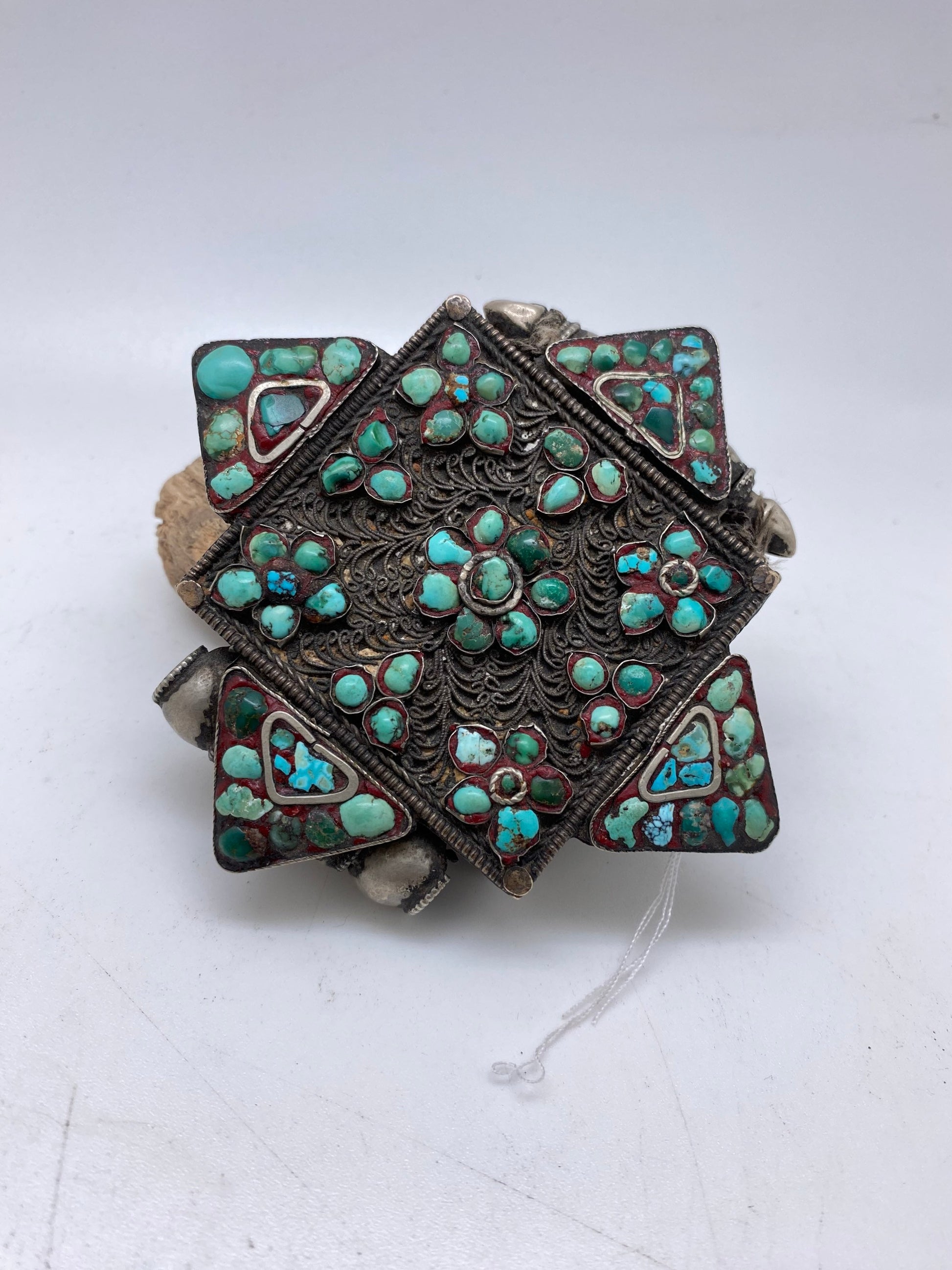 Tibetan turquoise, gau box , 19th century Tibetan amulet,