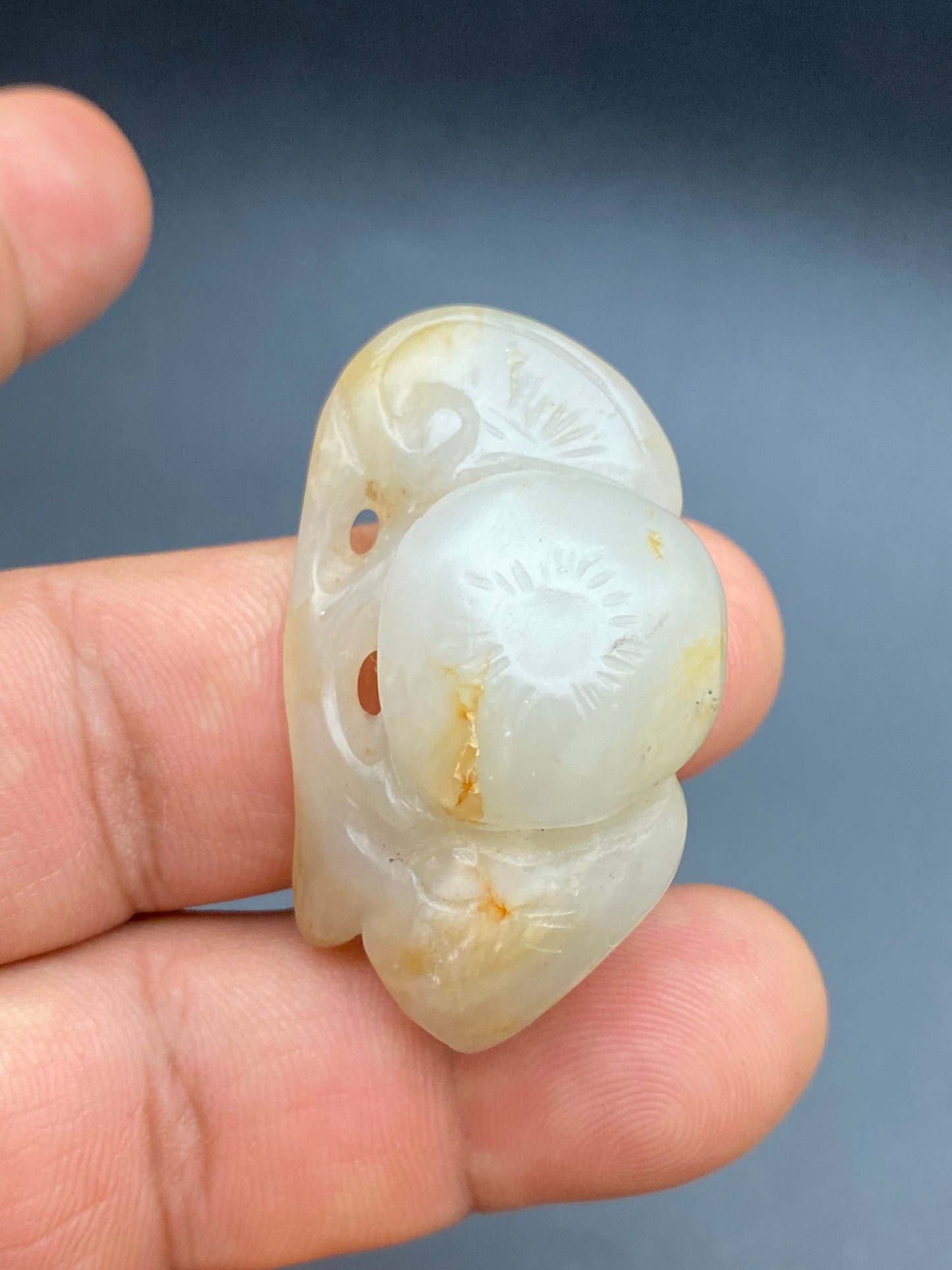 19th century white jade , master handcrafted mushroom, 25” grams