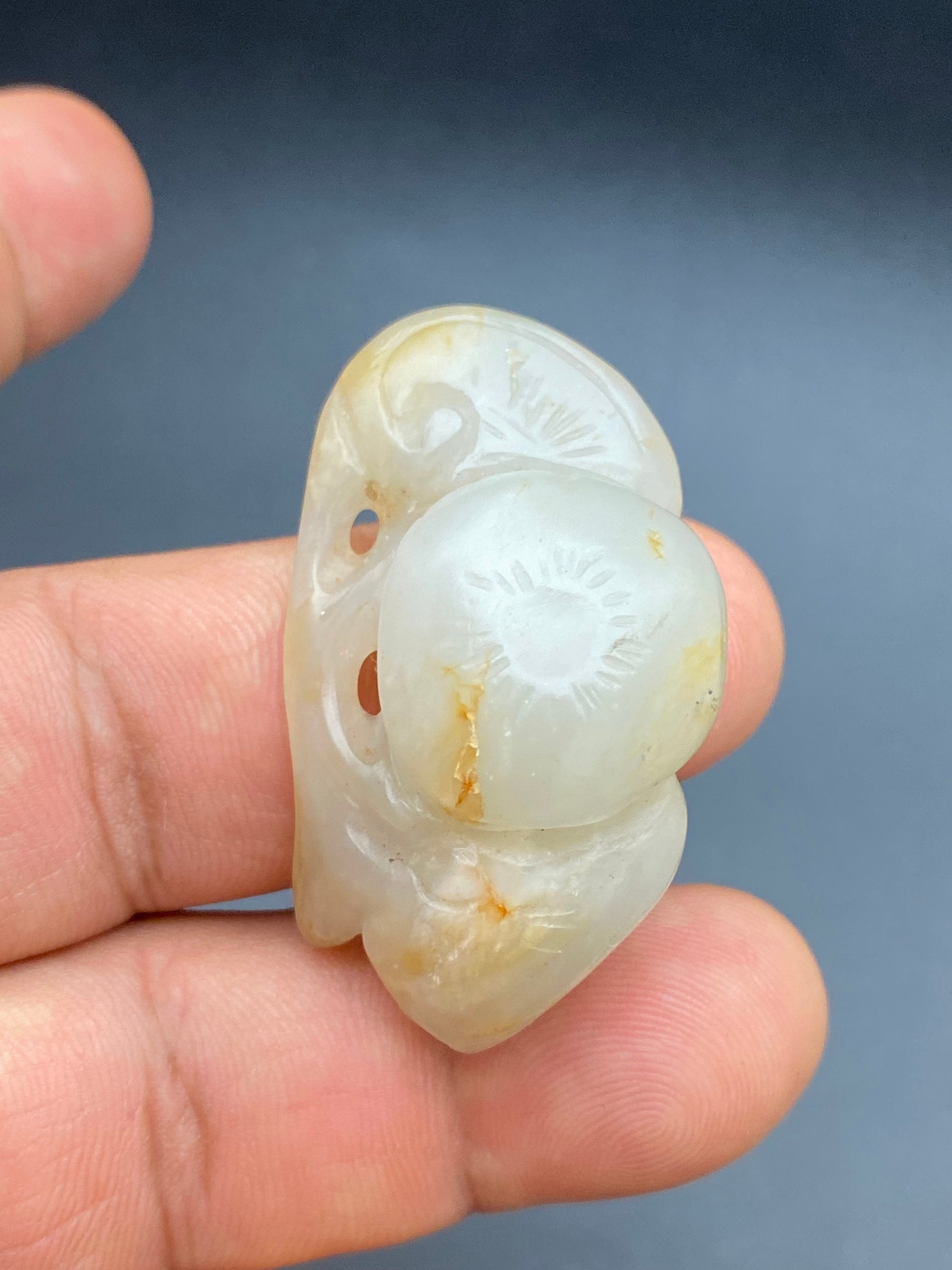19th century white jade , master handcrafted mushroom, 25” grams