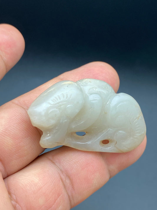 19th century white jade , master handcrafted mushroom, 25” grams