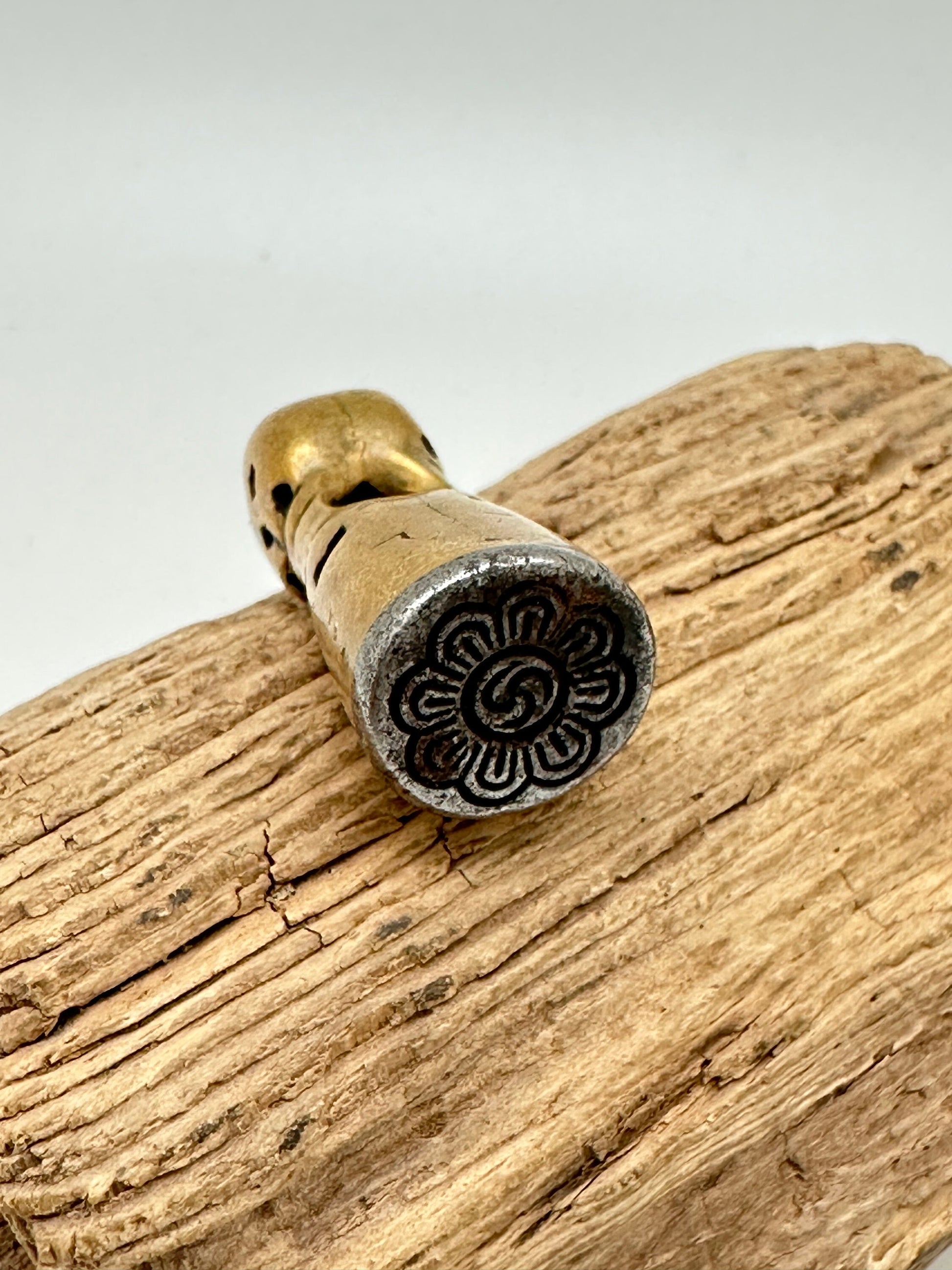 Tibetan antique , 17th century brass and iron seal,