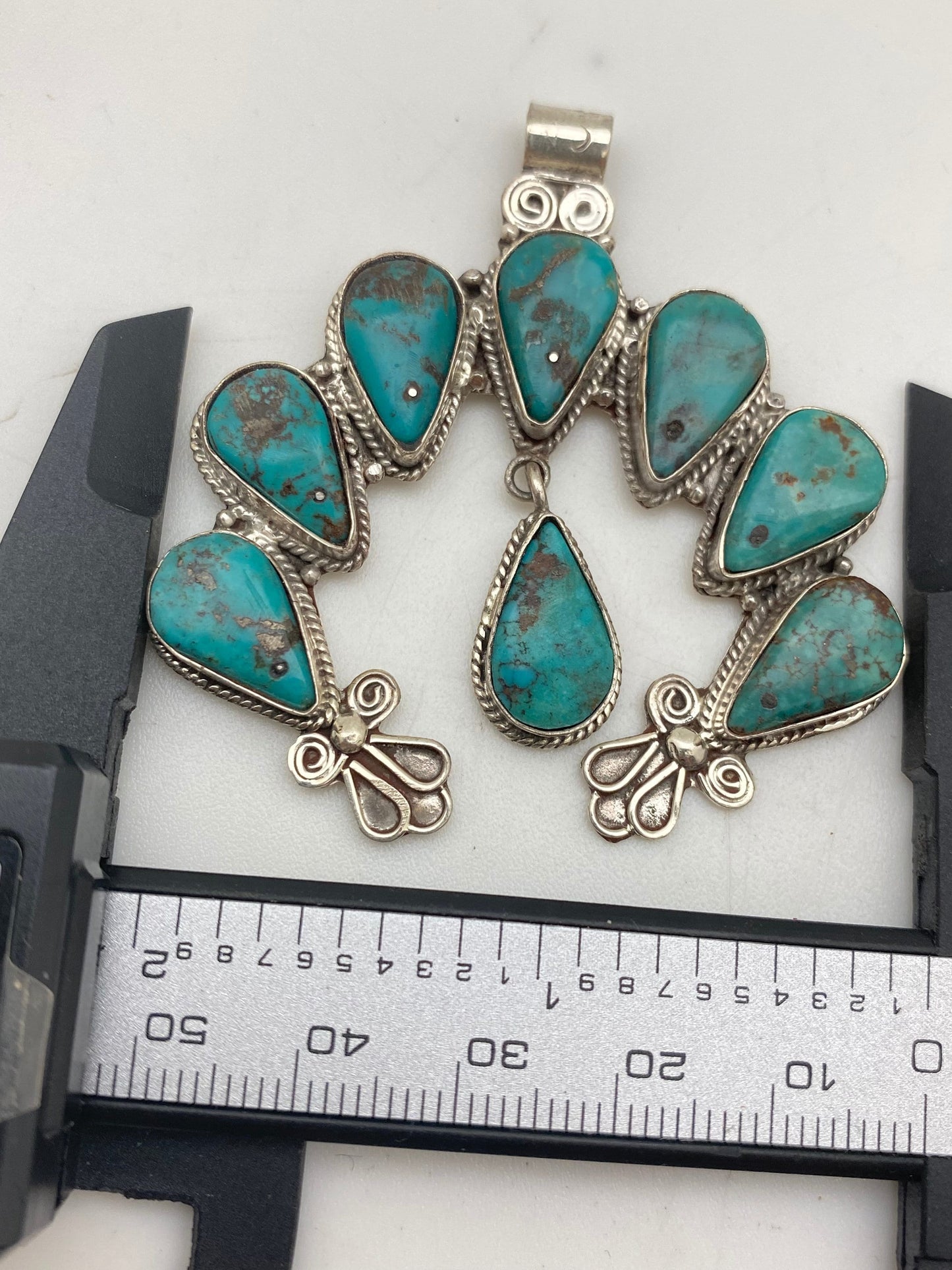 squash blossom , natural Turquoise, master Handcrafted,Sterling silver