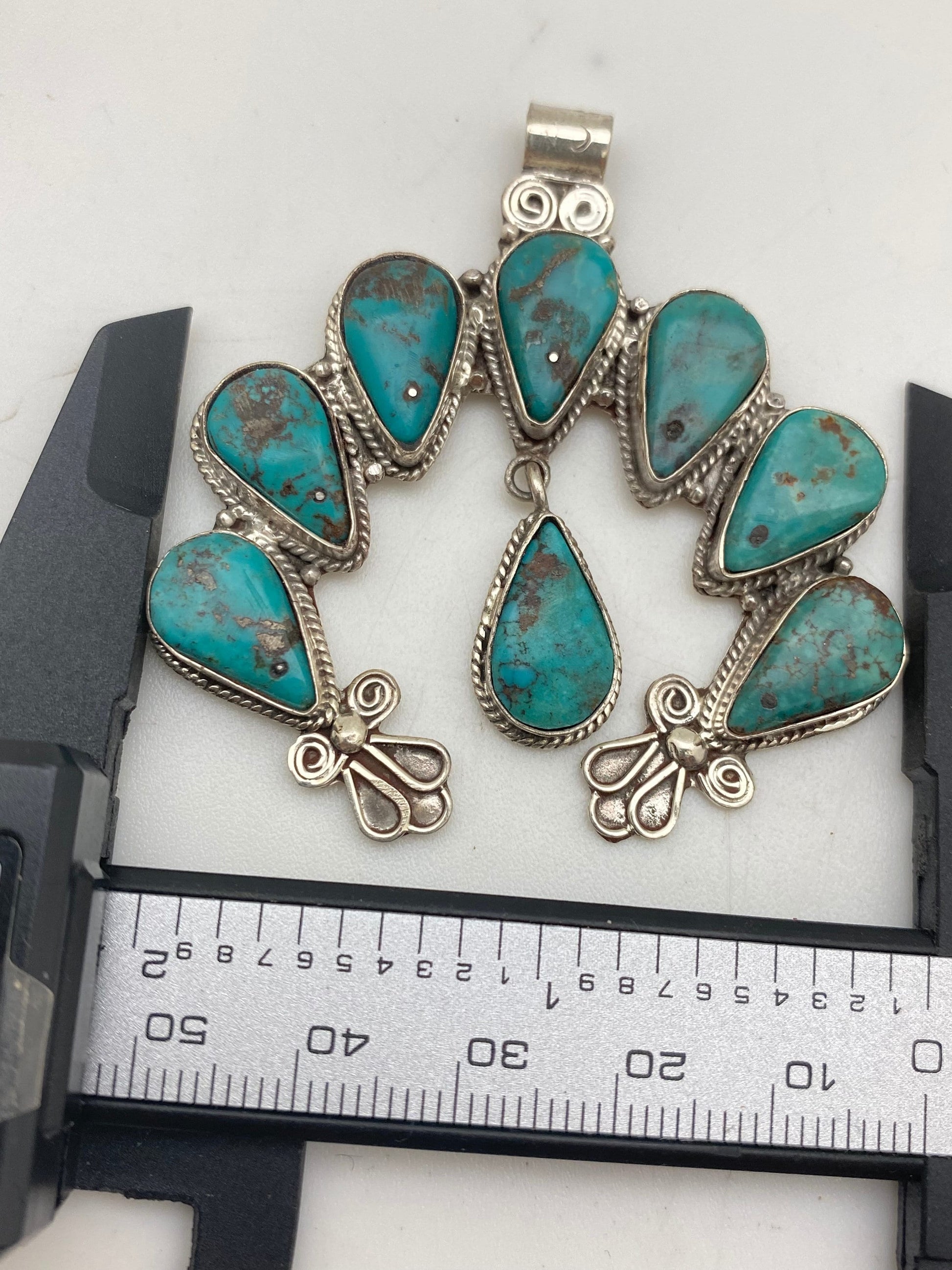 squash blossom , natural Turquoise, master Handcrafted,Sterling silver
