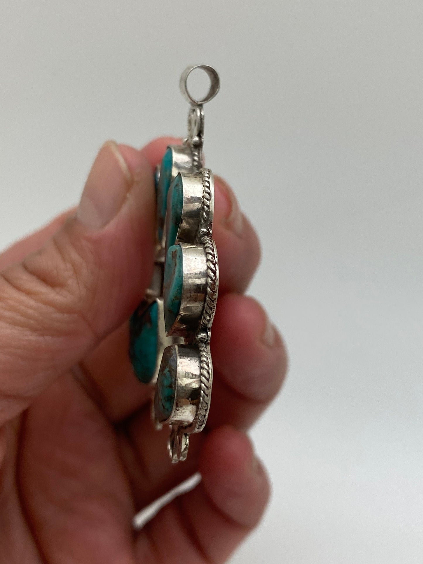 squash blossom , natural Turquoise, master Handcrafted,Sterling silver