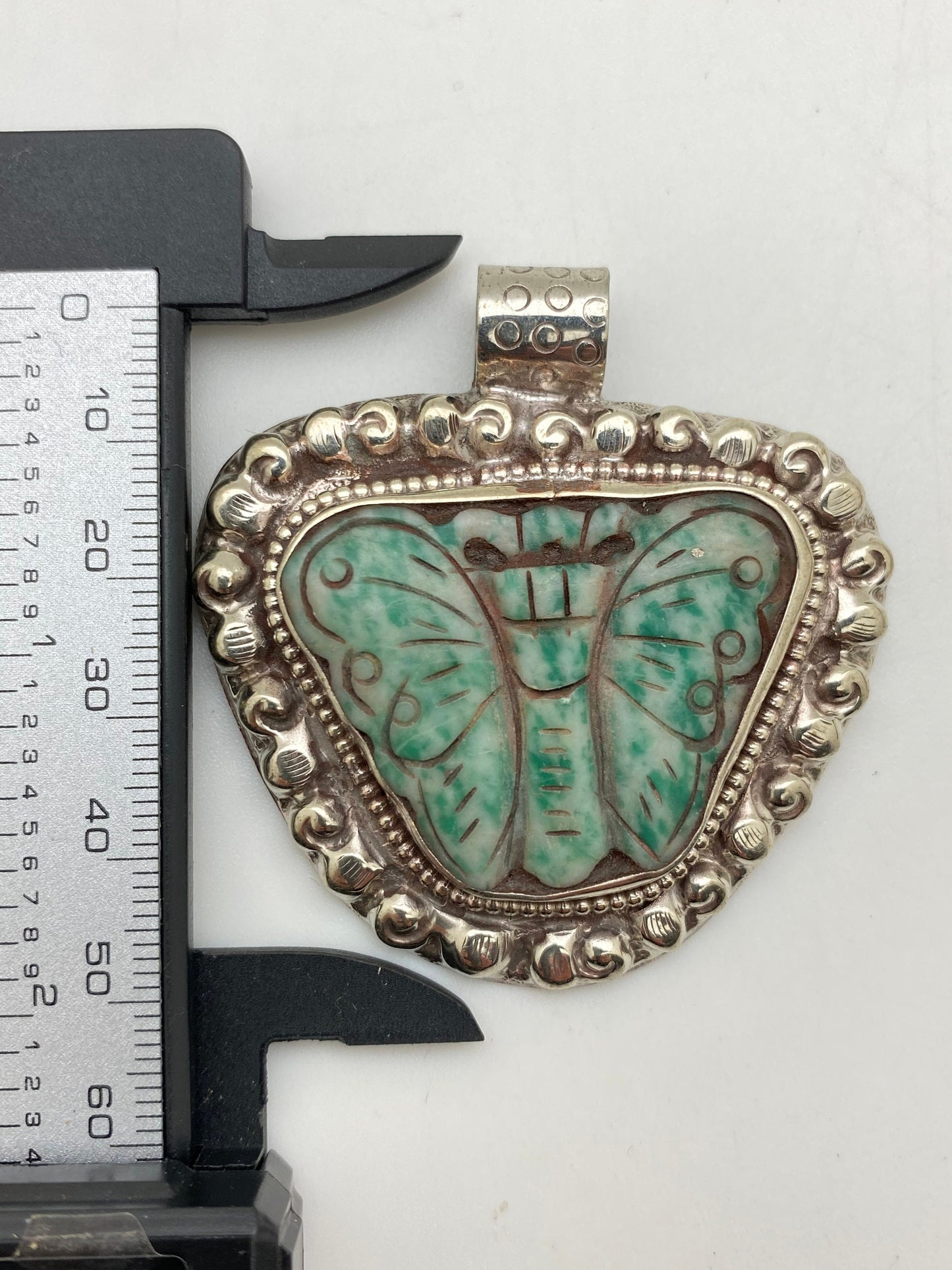 Natural jade, butterflies pendant ,tibetan silver, handcrafted,ethnic jewelry