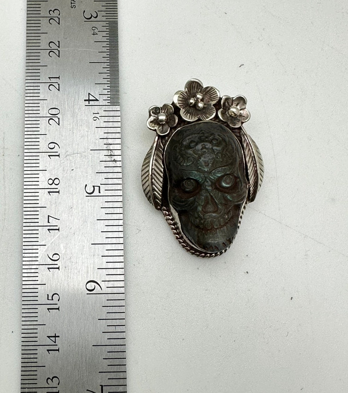 Labradorite,skull pendant, handcrafted,tibetan silver,