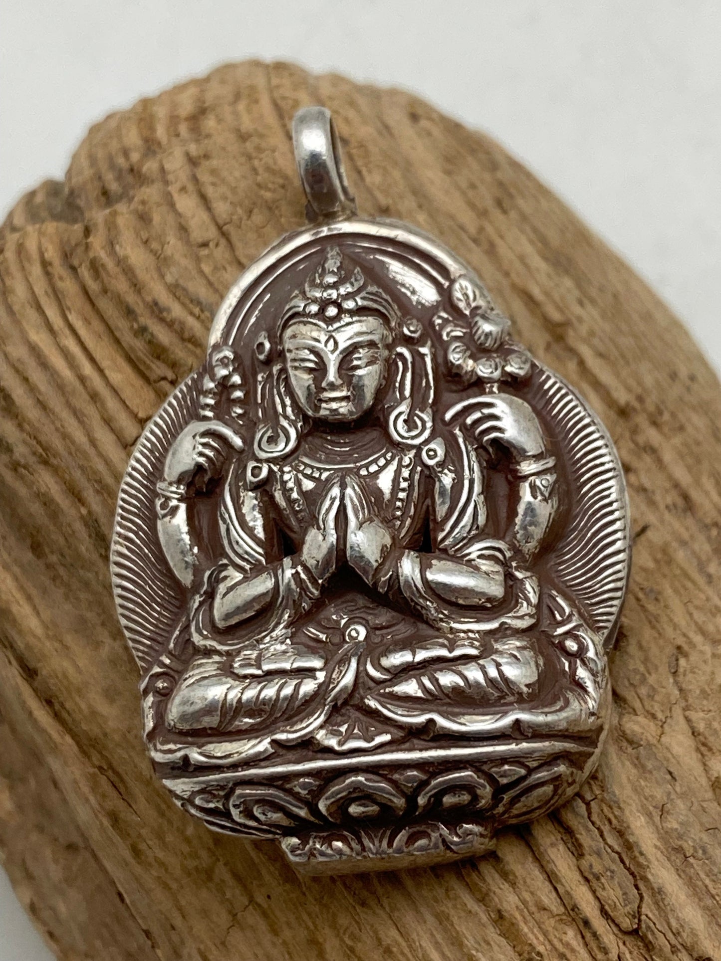 Handcrafted Sterling Silver Avalokiteshvara Pendant - God of Compassion