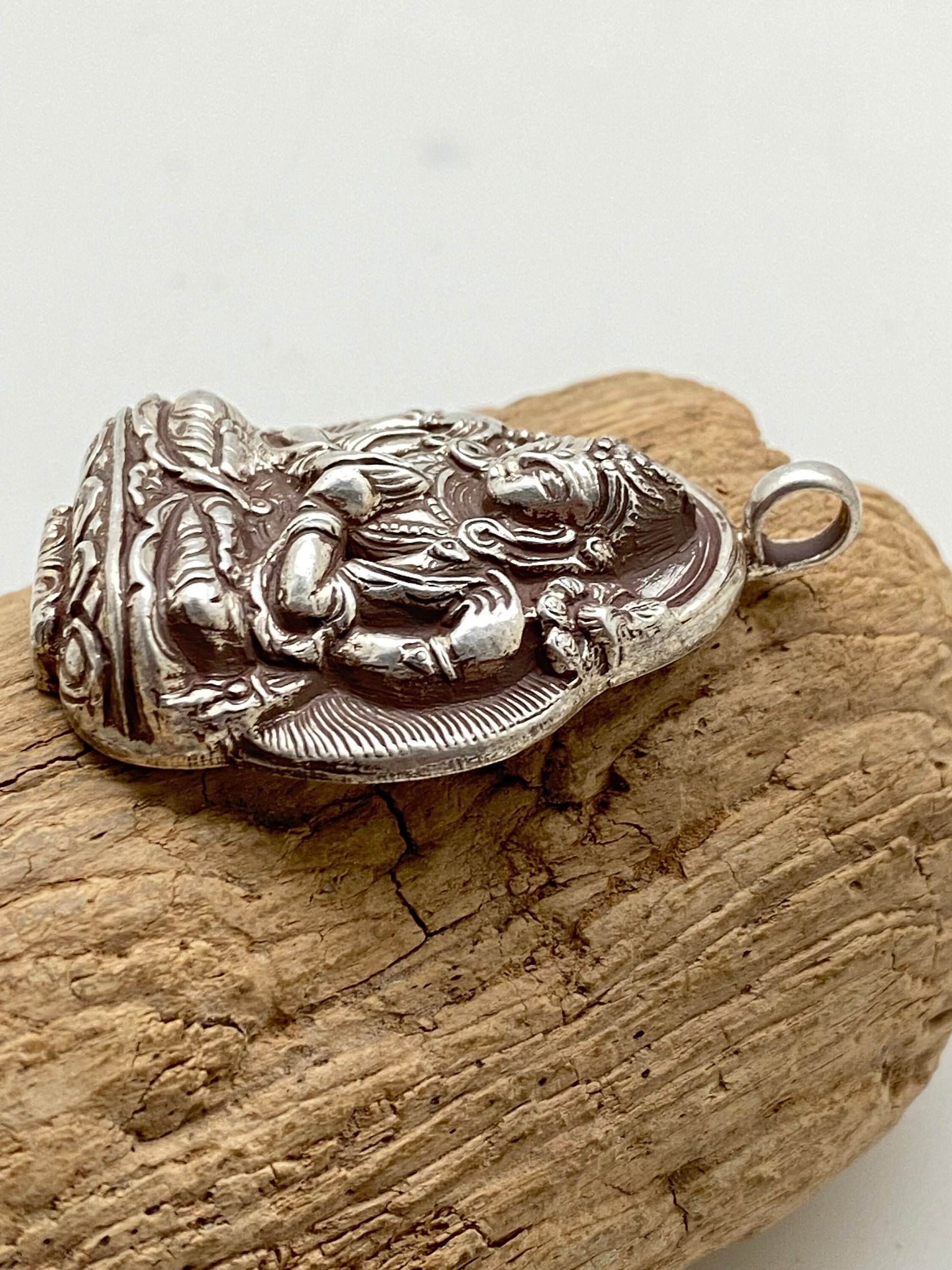 Handcrafted Sterling Silver Avalokiteshvara Pendant - God of Compassion