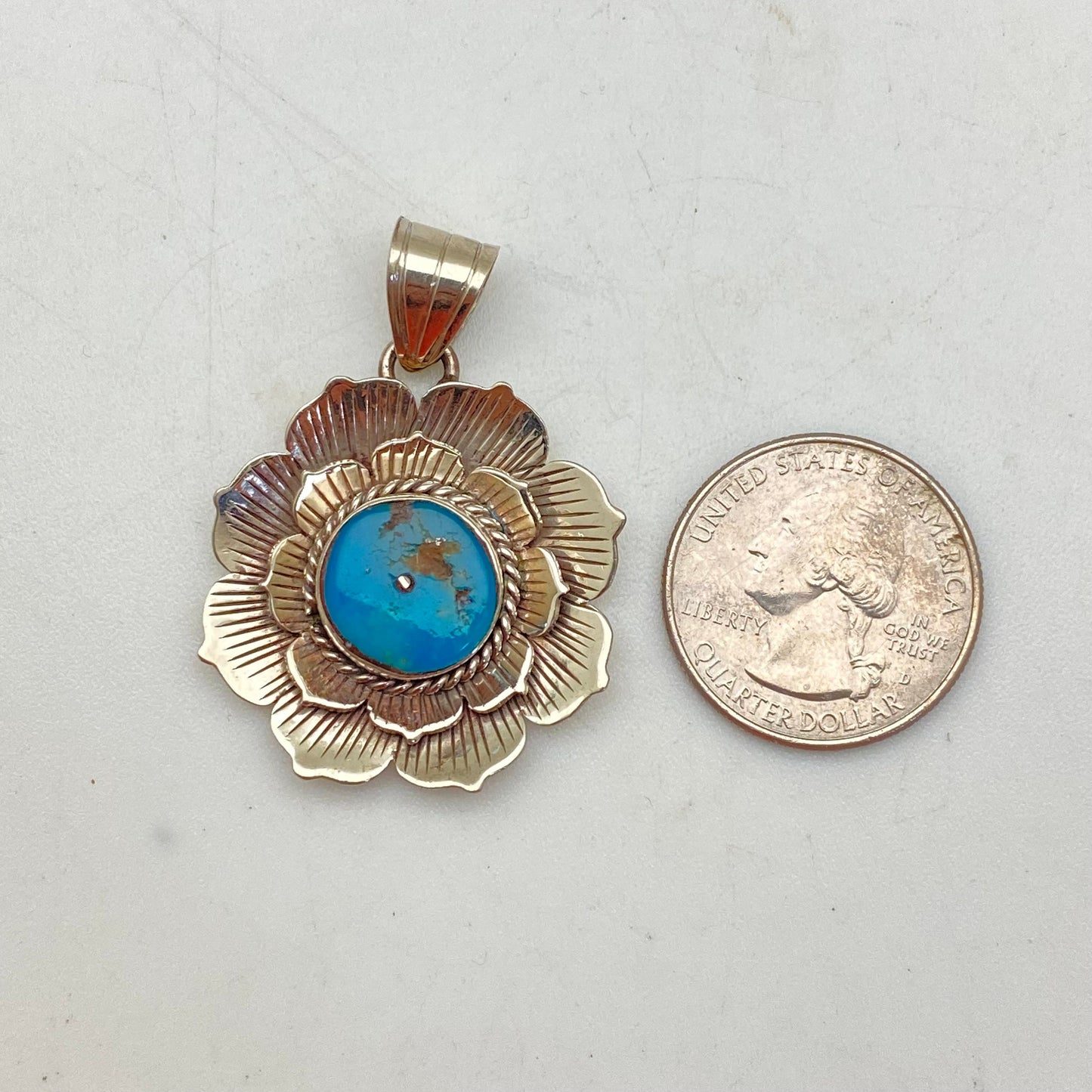 Lotus pendant, natural turquoise master handcrafted,tibetan silver,Himalayan,Nepal
