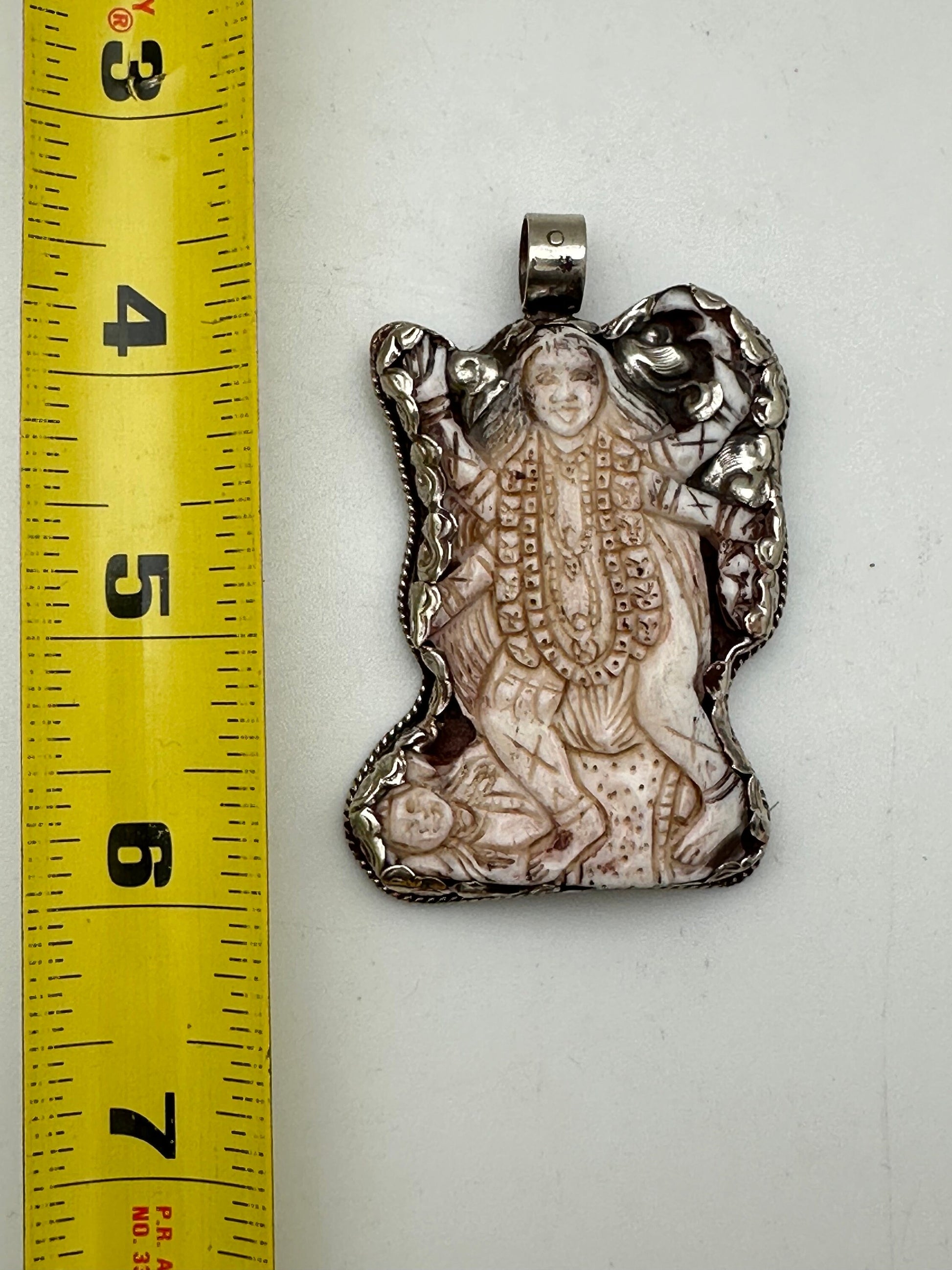Kali pendant, bone carving master handmade, Tibetan silver,Hindu,protection,symbol of power, spiritual,Nepal