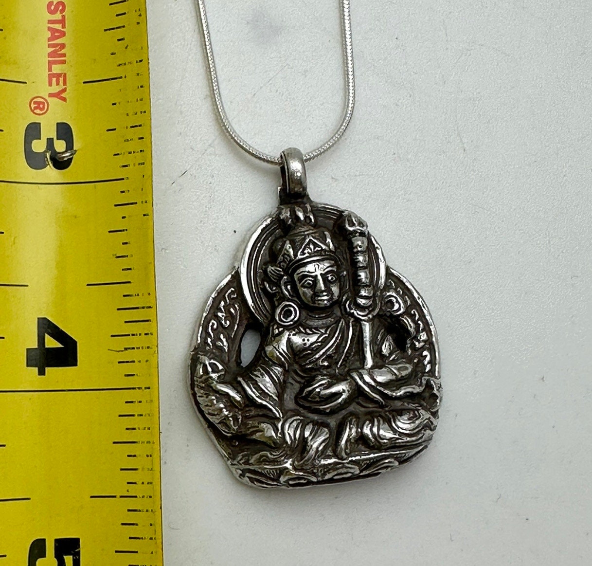 Handcrafted Sterling Silver Guru Rinpoche Pendant - Tibetan Amulet