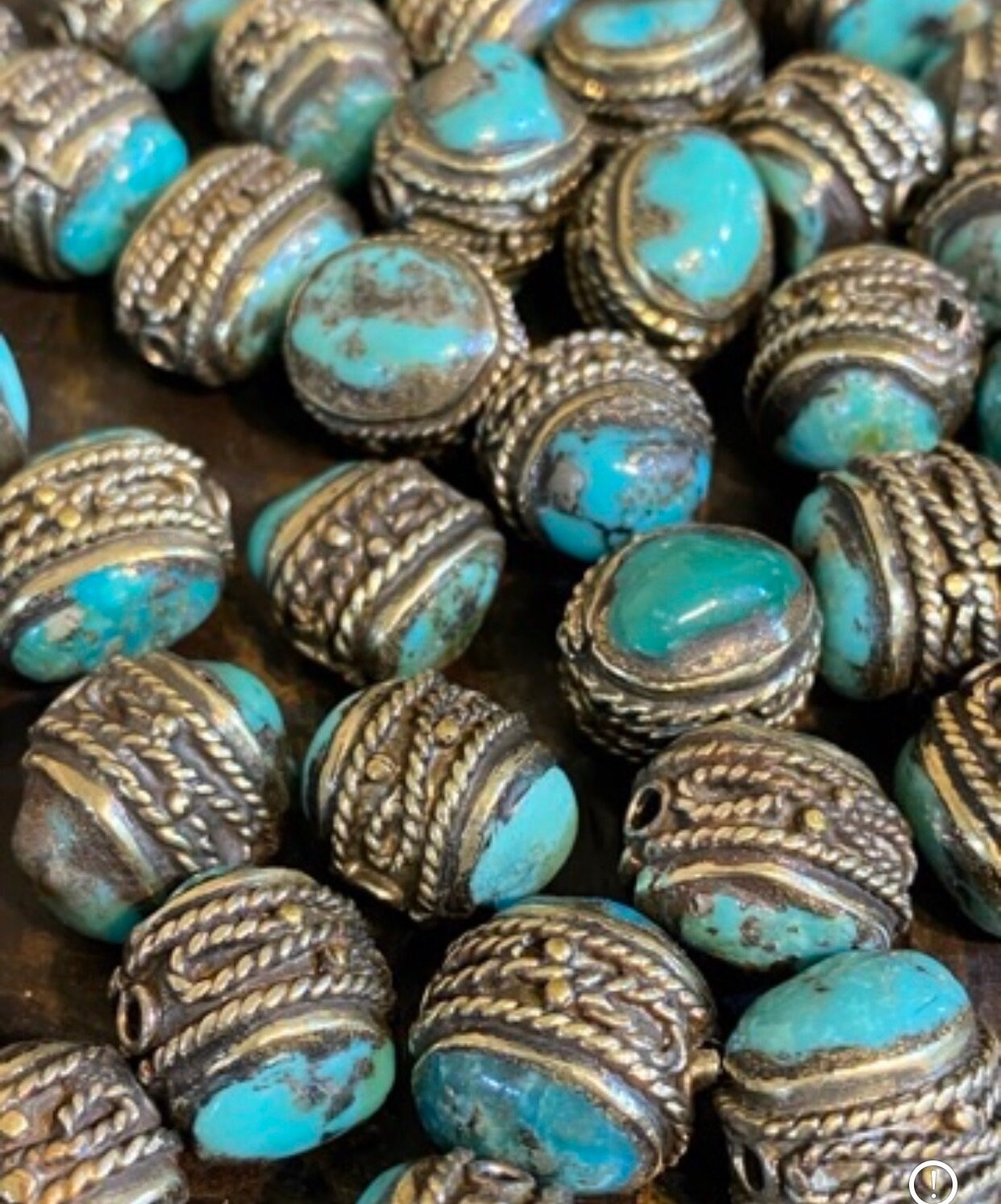 tibetan bead, tibetan turquoise tibetan silver, handcrafted from nepal