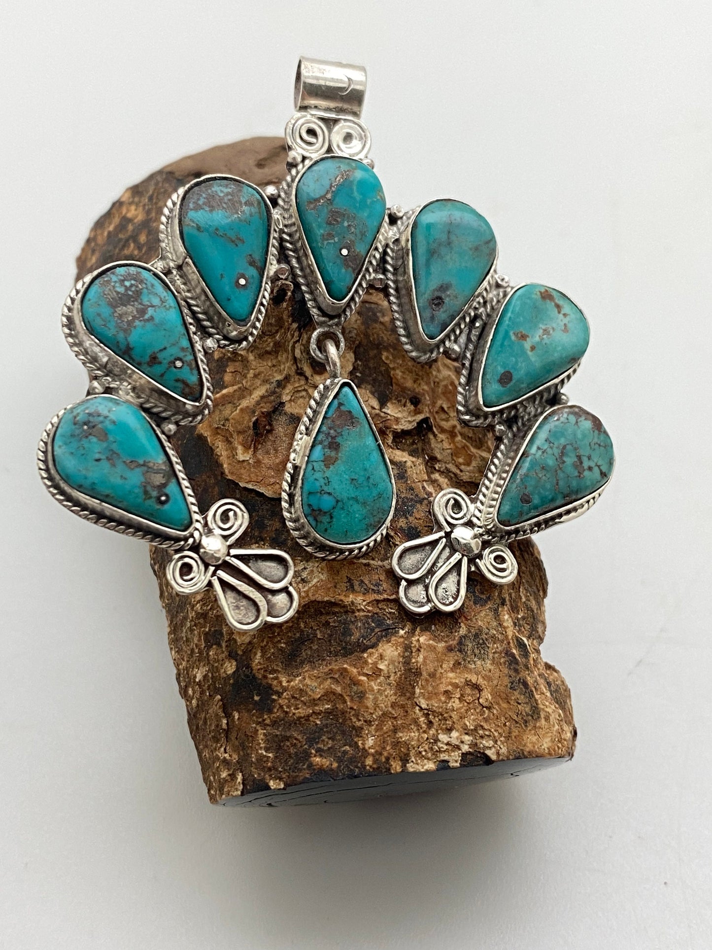 squash blossom , natural Turquoise, master Handcrafted,Sterling silver