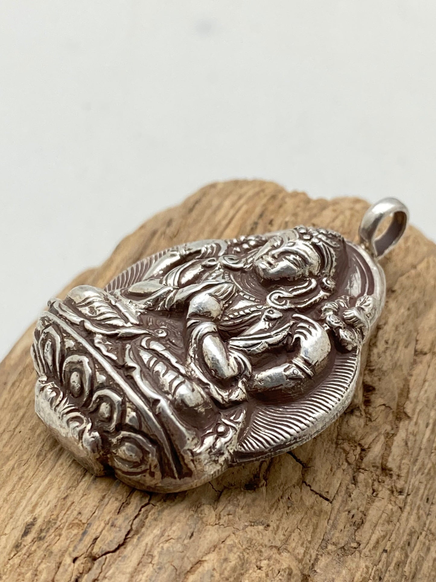 Handcrafted Sterling Silver Avalokiteshvara Pendant - God of Compassion