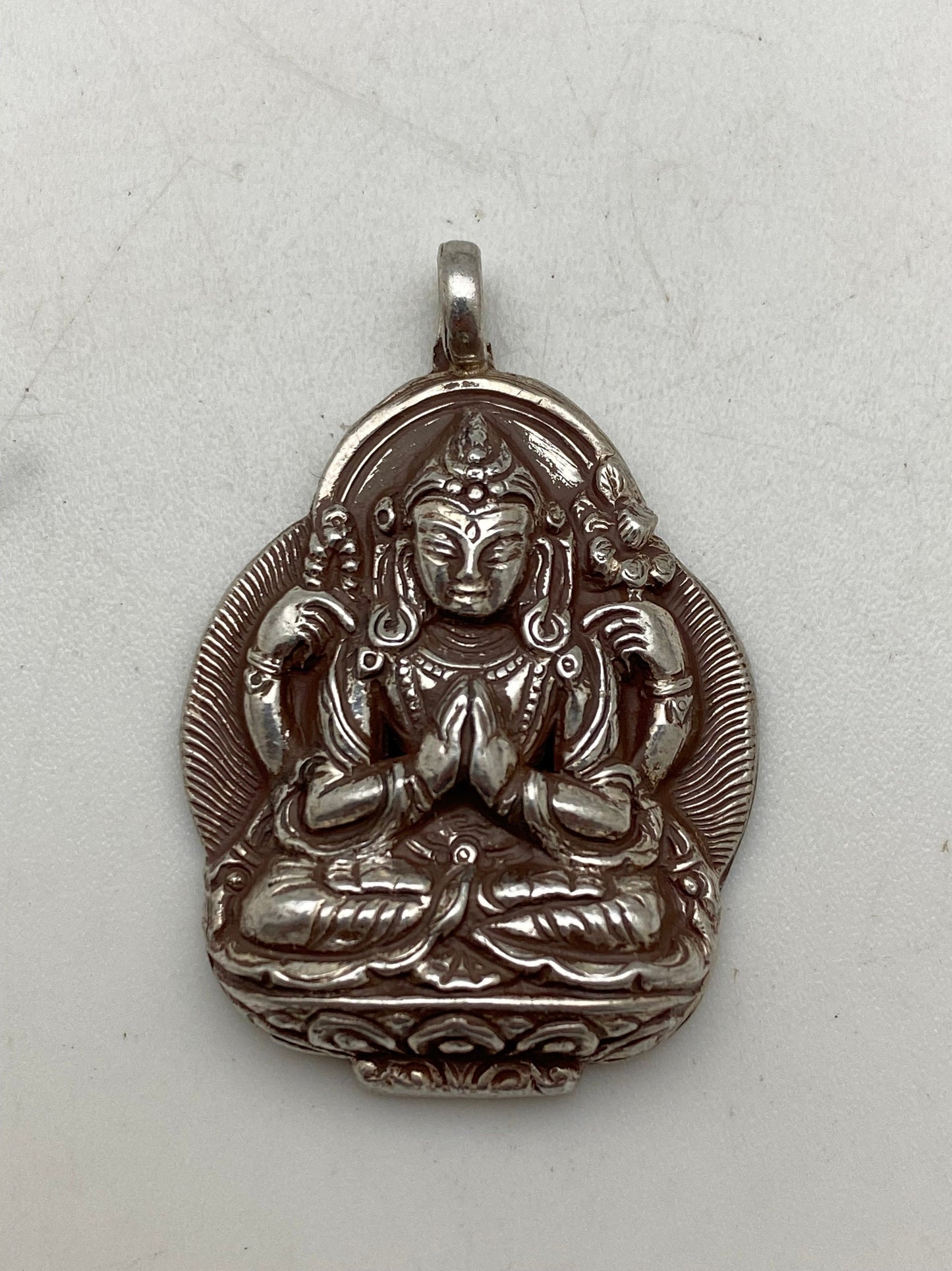 Handcrafted Sterling Silver Avalokiteshvara Pendant - God of Compassion
