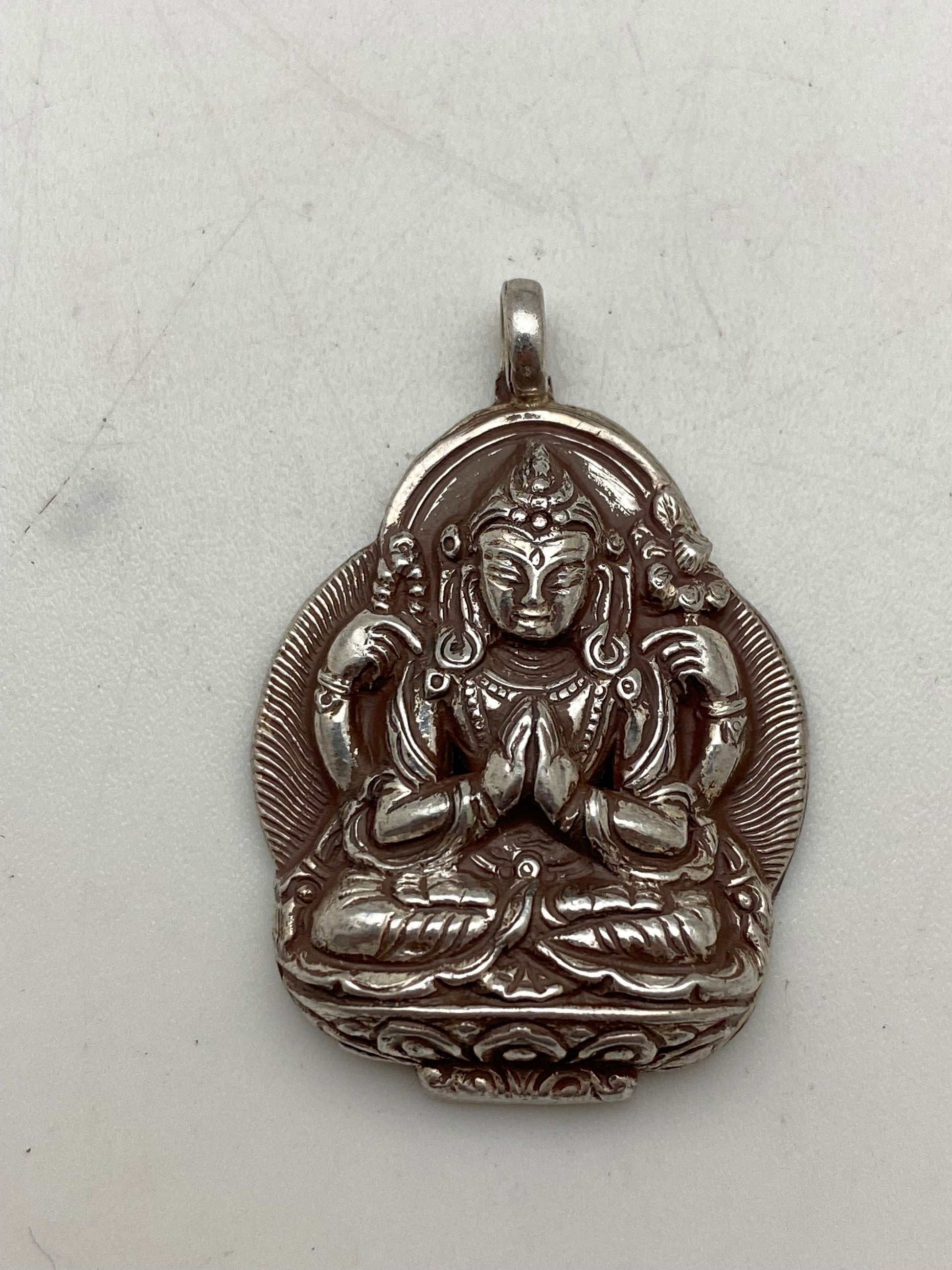Handcrafted Sterling Silver Avalokiteshvara Pendant - God of Compassion