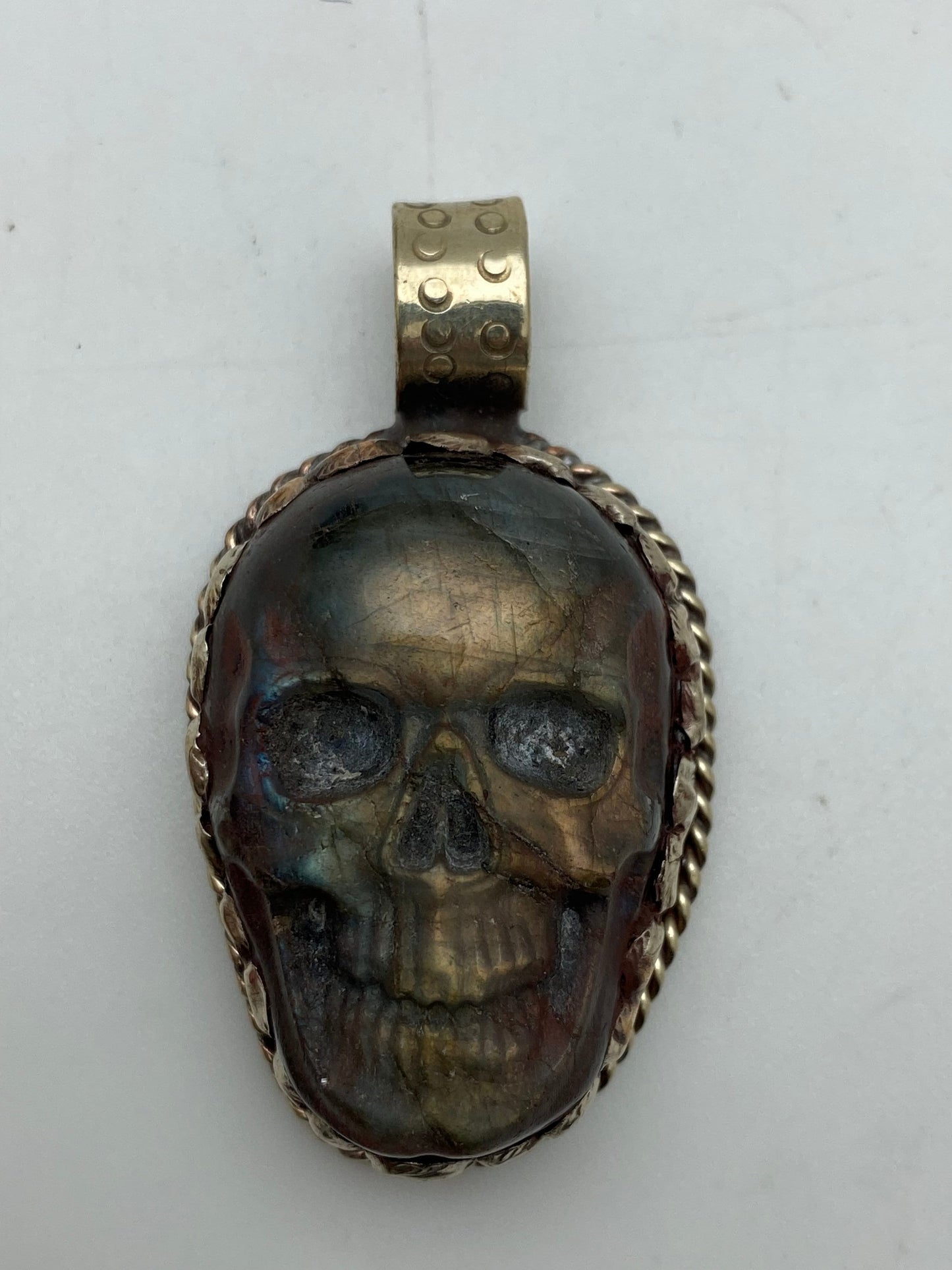 labradorite carved large skull pendant ,handcrafted, hand carved, ethnic design, tibetan design, tibetan silver,Himalayan,Nepalese